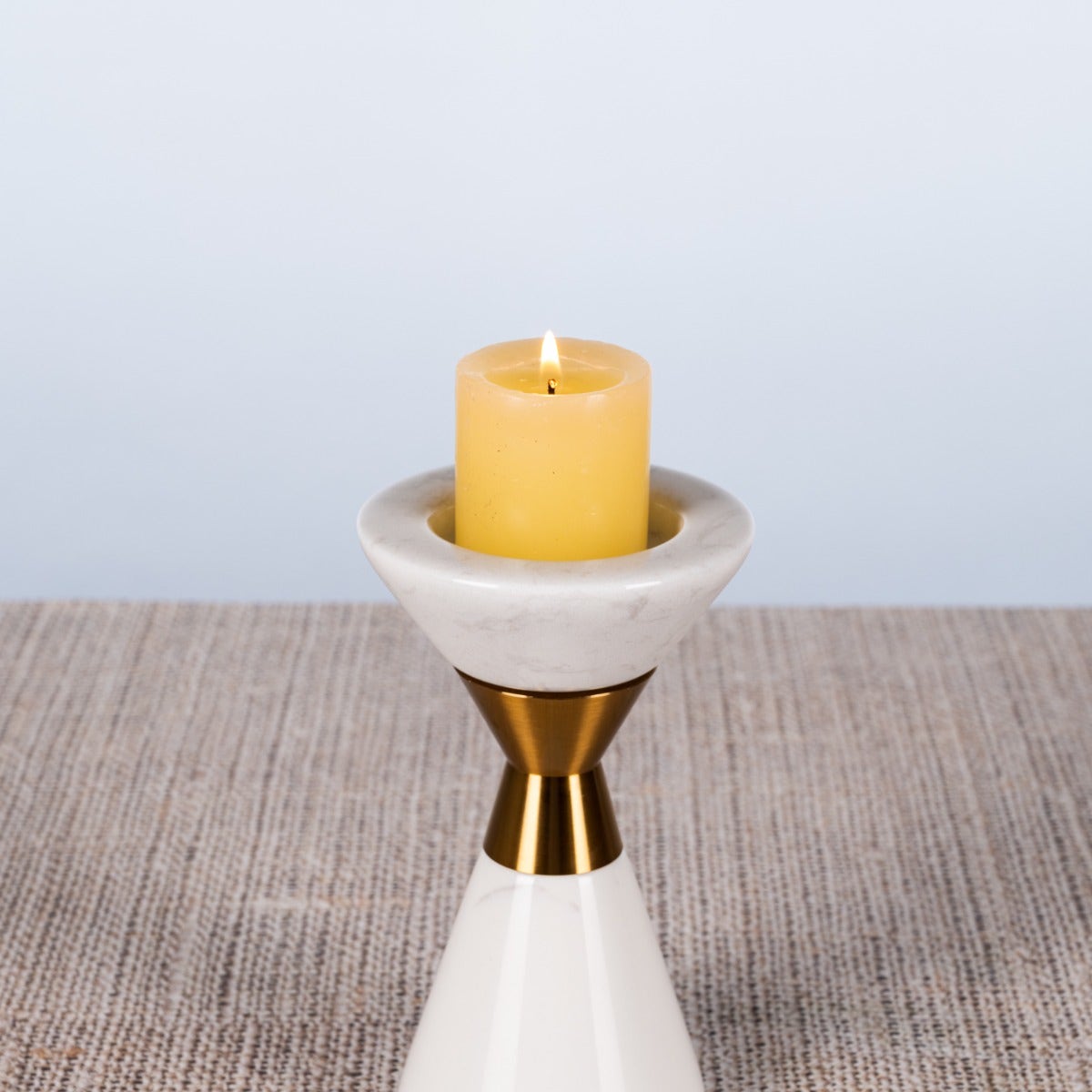 Nailed It (Small, White/Gold) Marble Candle Holder