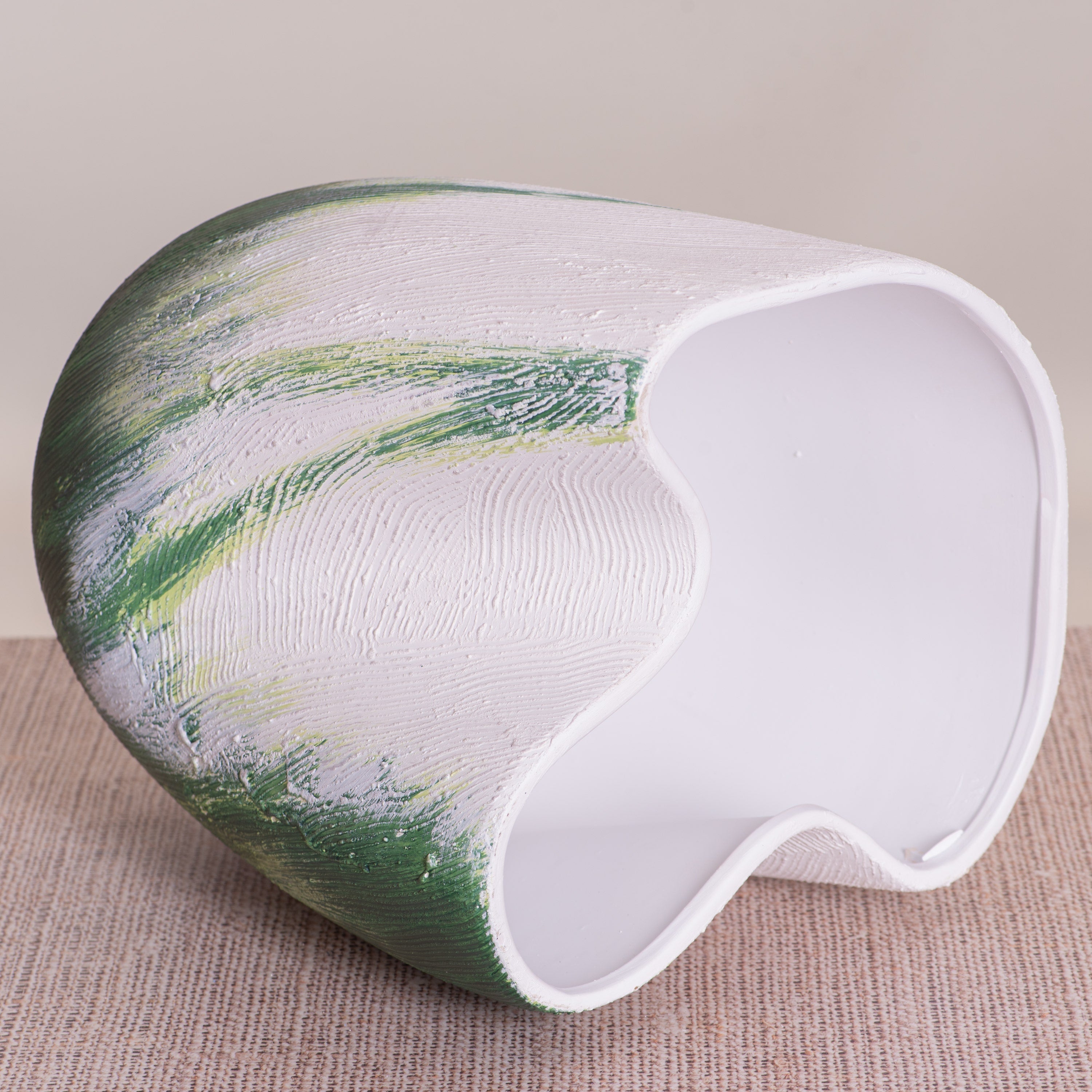 Forest Sky (White/ Green) Textured Ceramic Vase