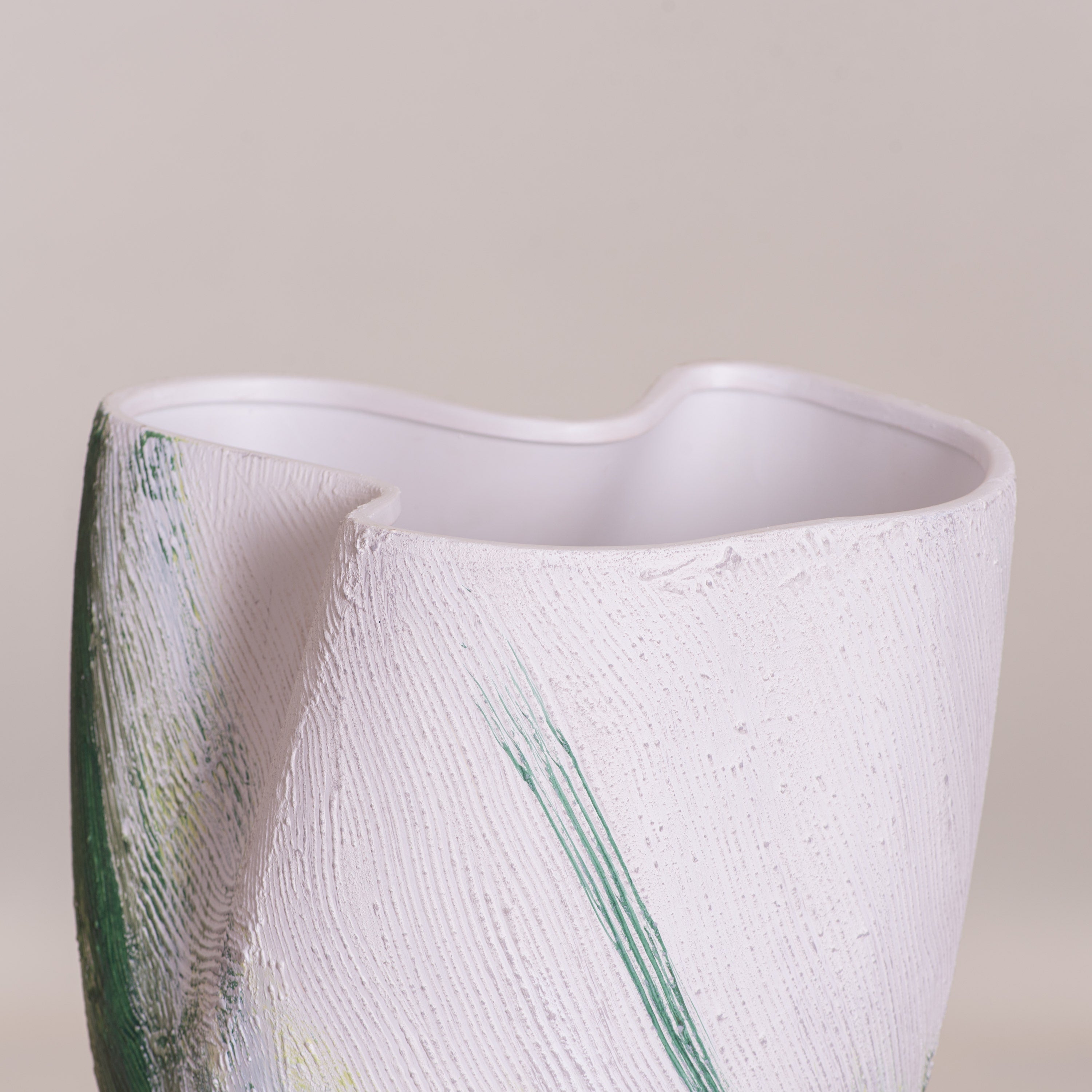 Forest Sky (White/ Green) Textured Ceramic Vase