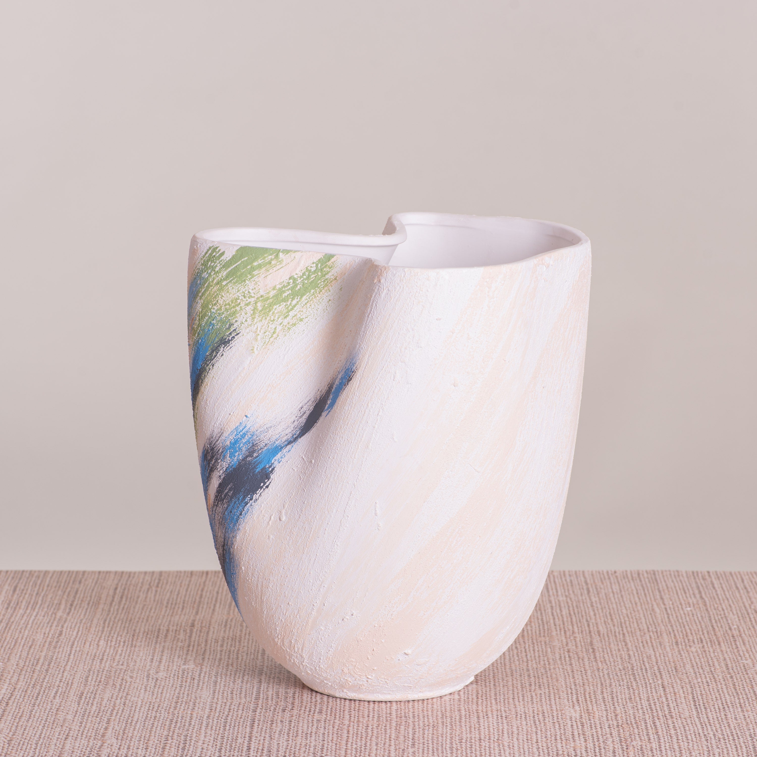 Forest Sky (White/ Blue) Textured Ceramic Vase