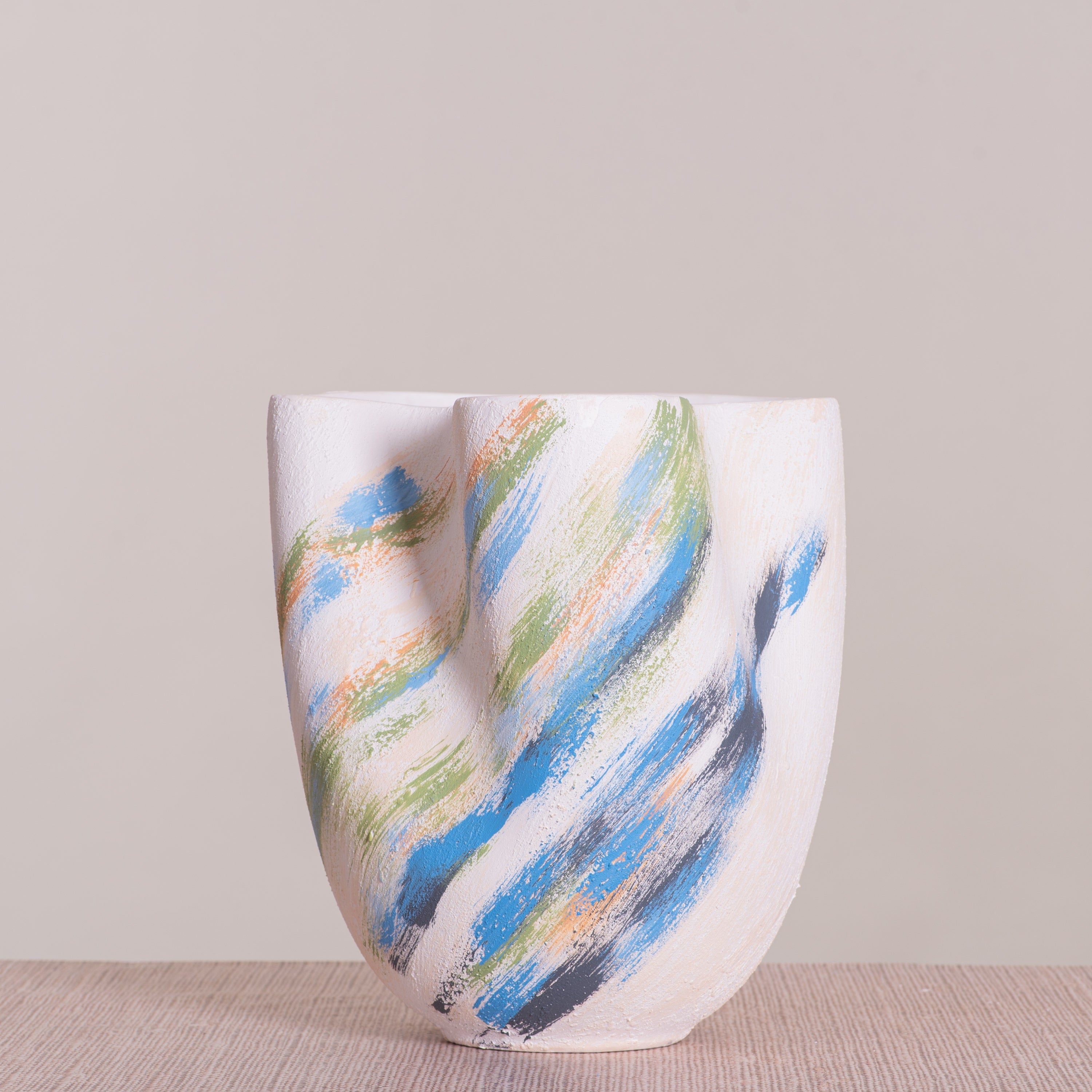 Forest Sky (White/ Blue) Textured Ceramic Vase