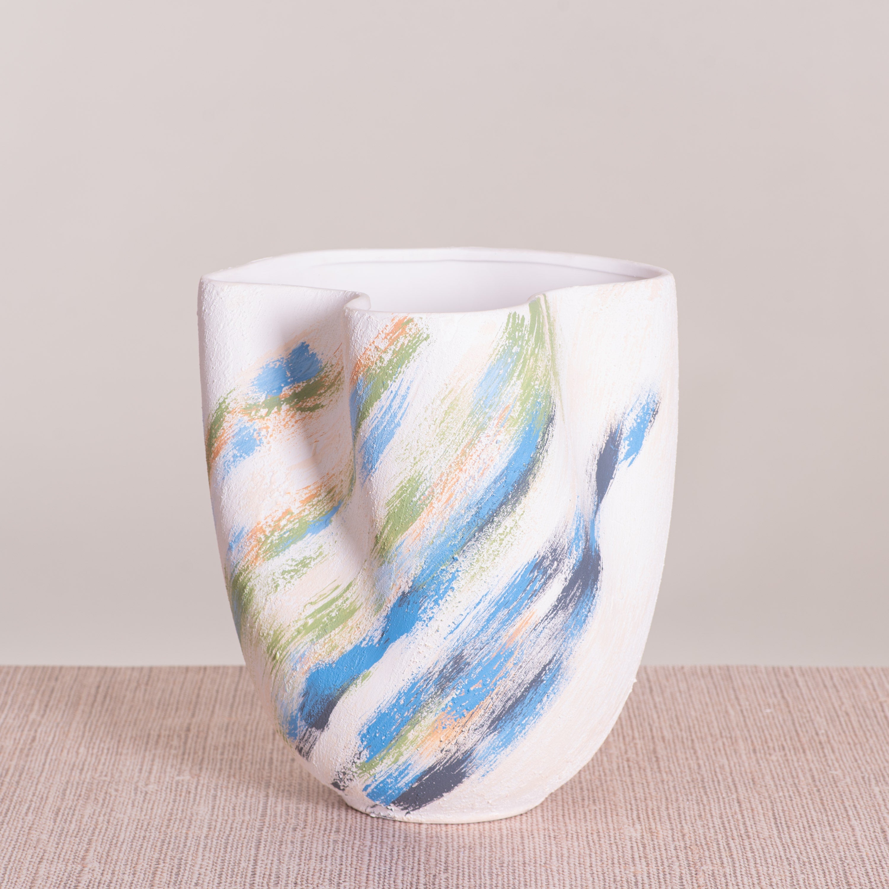 Forest Sky (White/ Blue) Textured Ceramic Vase