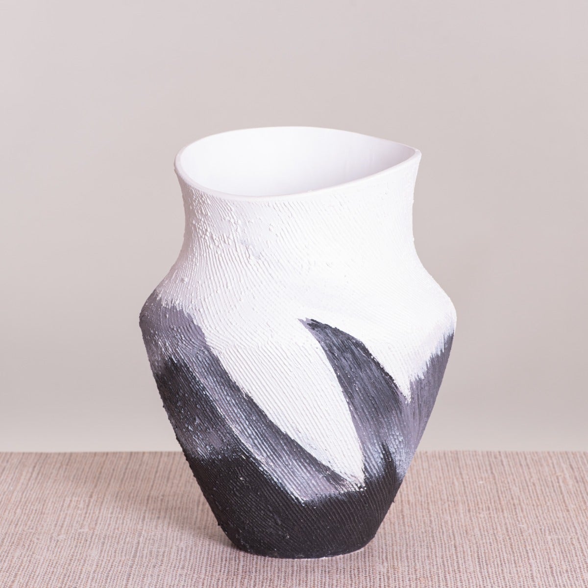 Crossroad (White/ Black) Textured Ceramic Vase