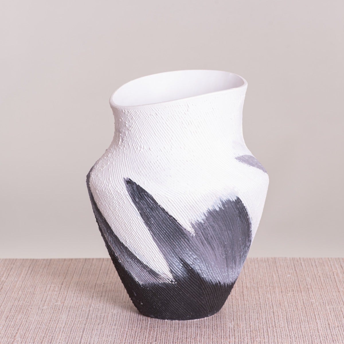 Crossroad (White/ Black) Textured Ceramic Vase