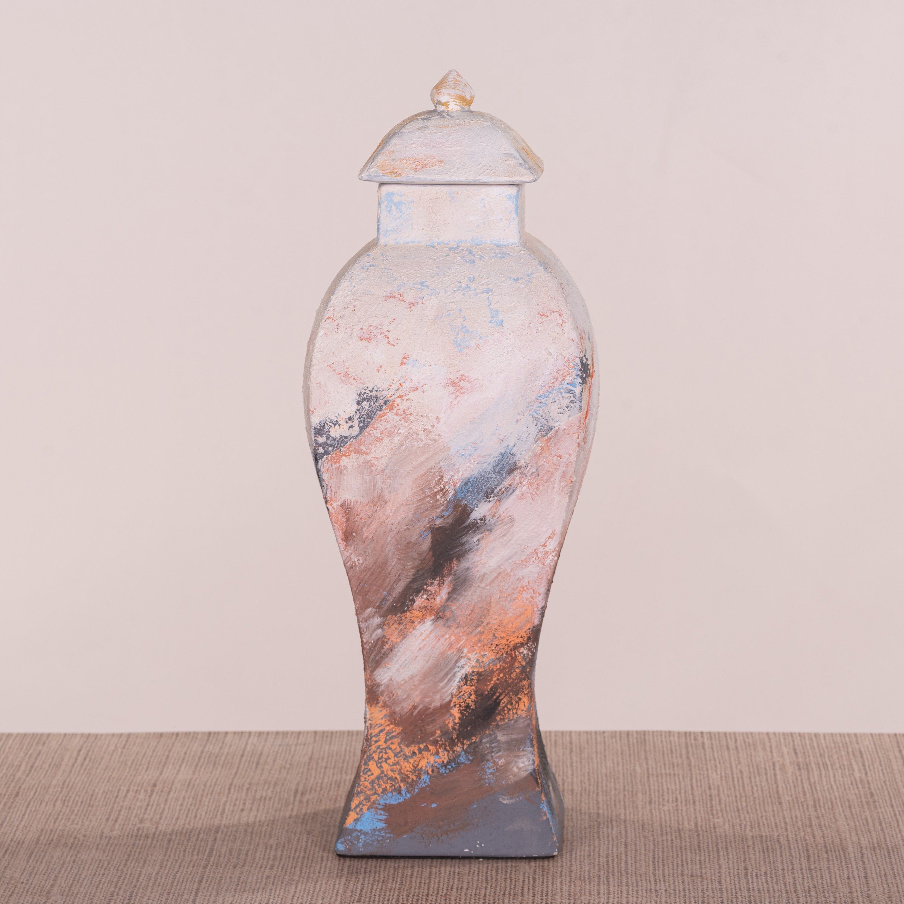 China Town (Off-White, Brown, Orange & Blue) Ceramic Vase