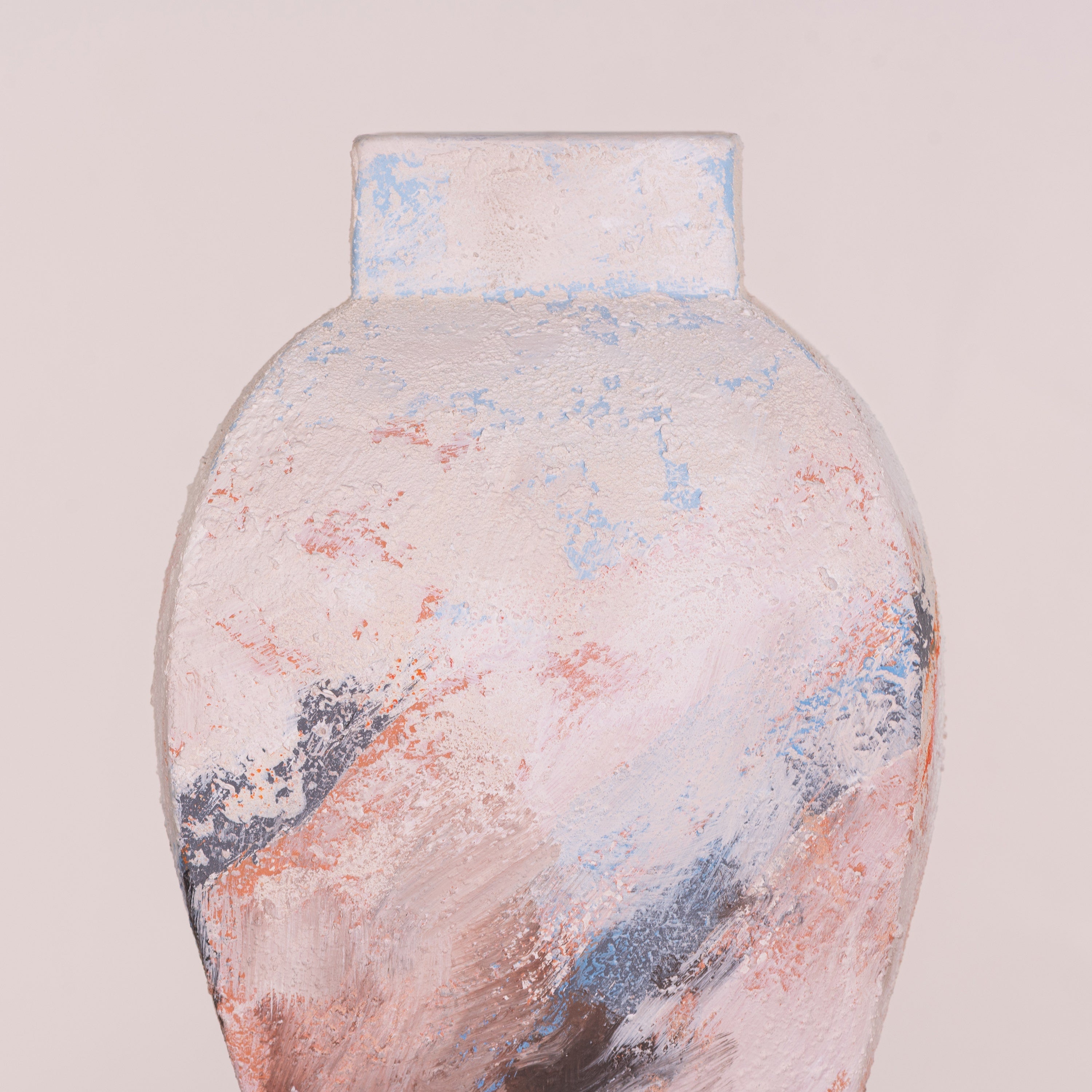 China Town (Off-White, Brown, Orange & Blue) Ceramic Vase