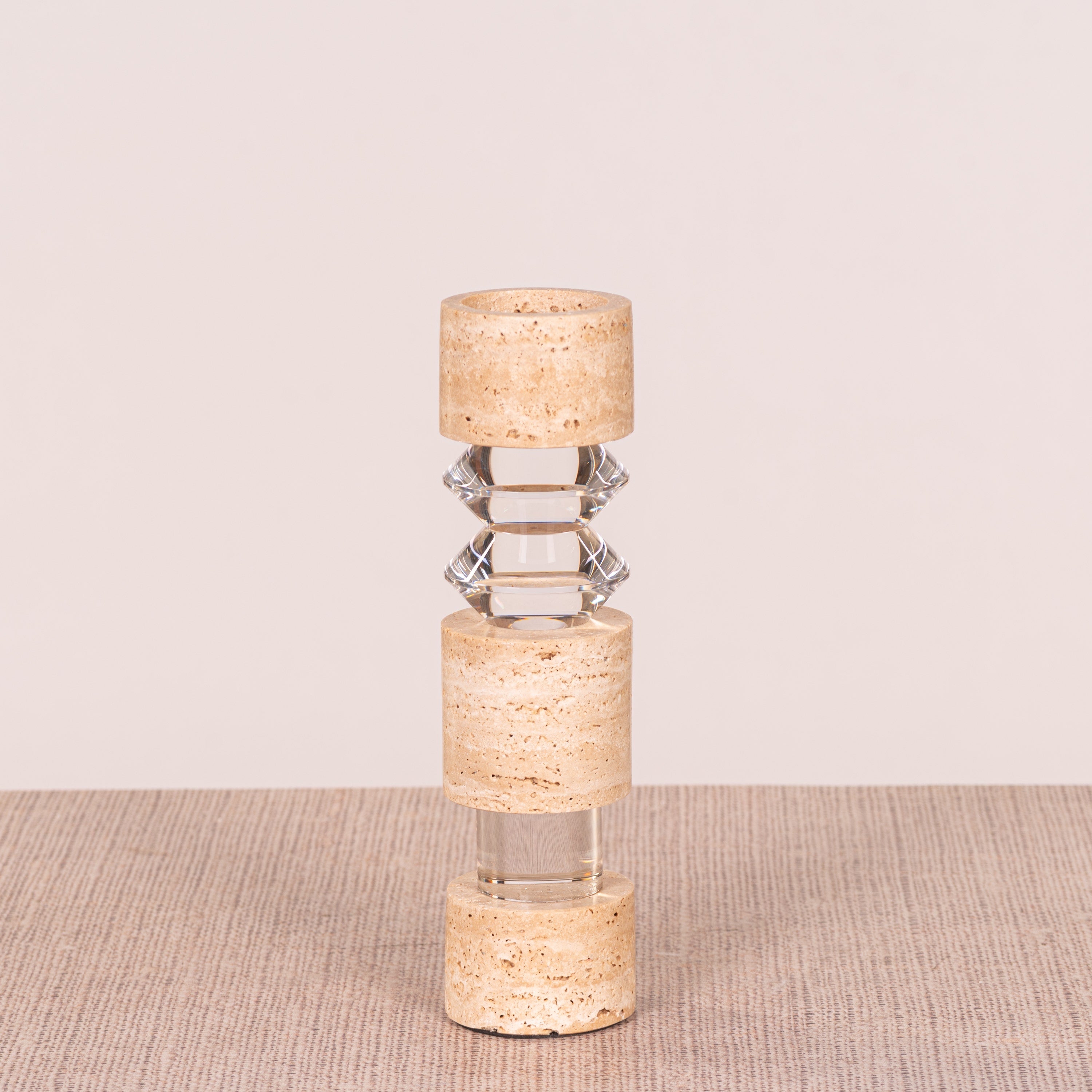 Crystal Pillar ( Beige, Large) Marble Candle Holder
