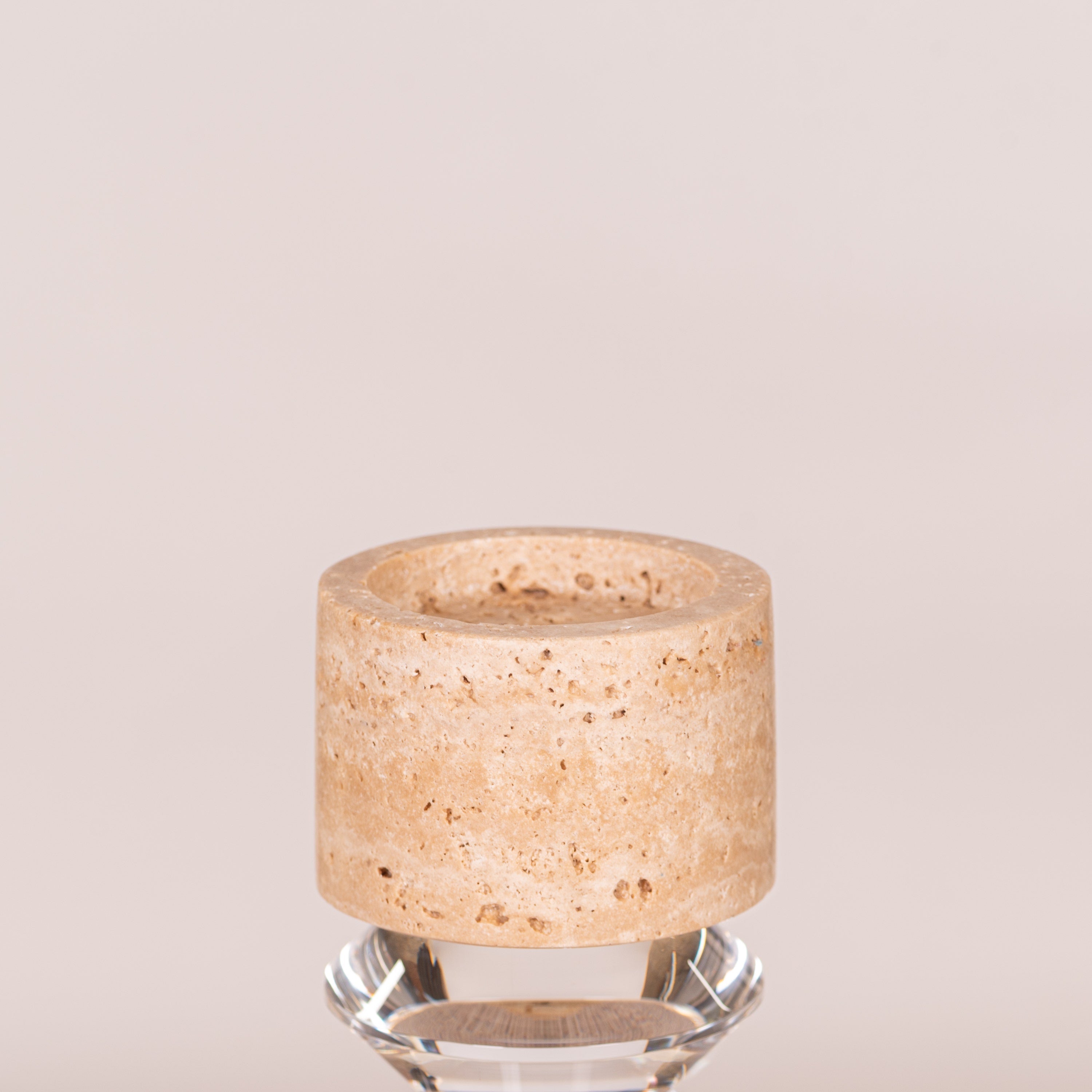 Crystal Pillar ( Beige, Large) Marble Candle Holder