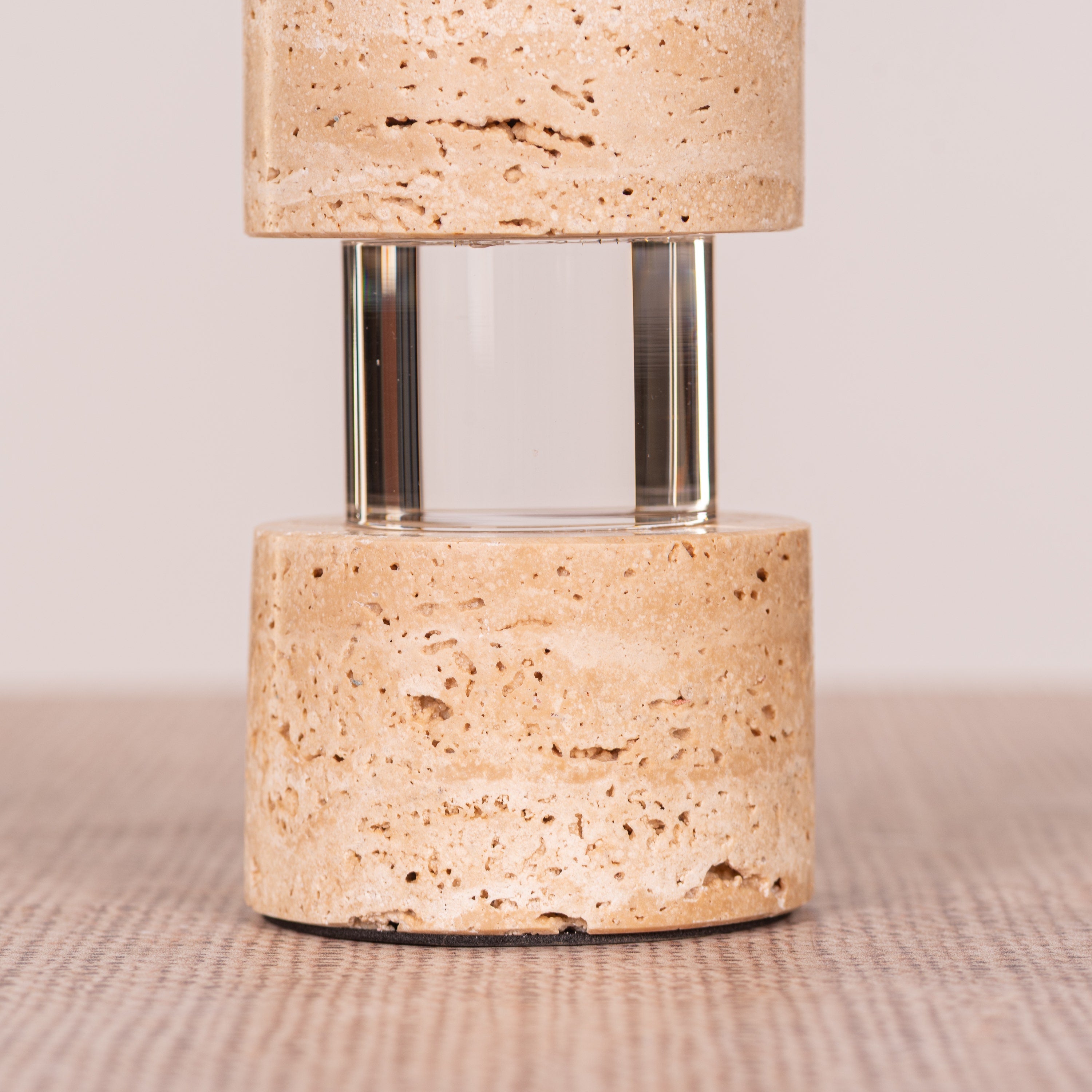 Crystal Pillar ( Beige, Large) Marble Candle Holder