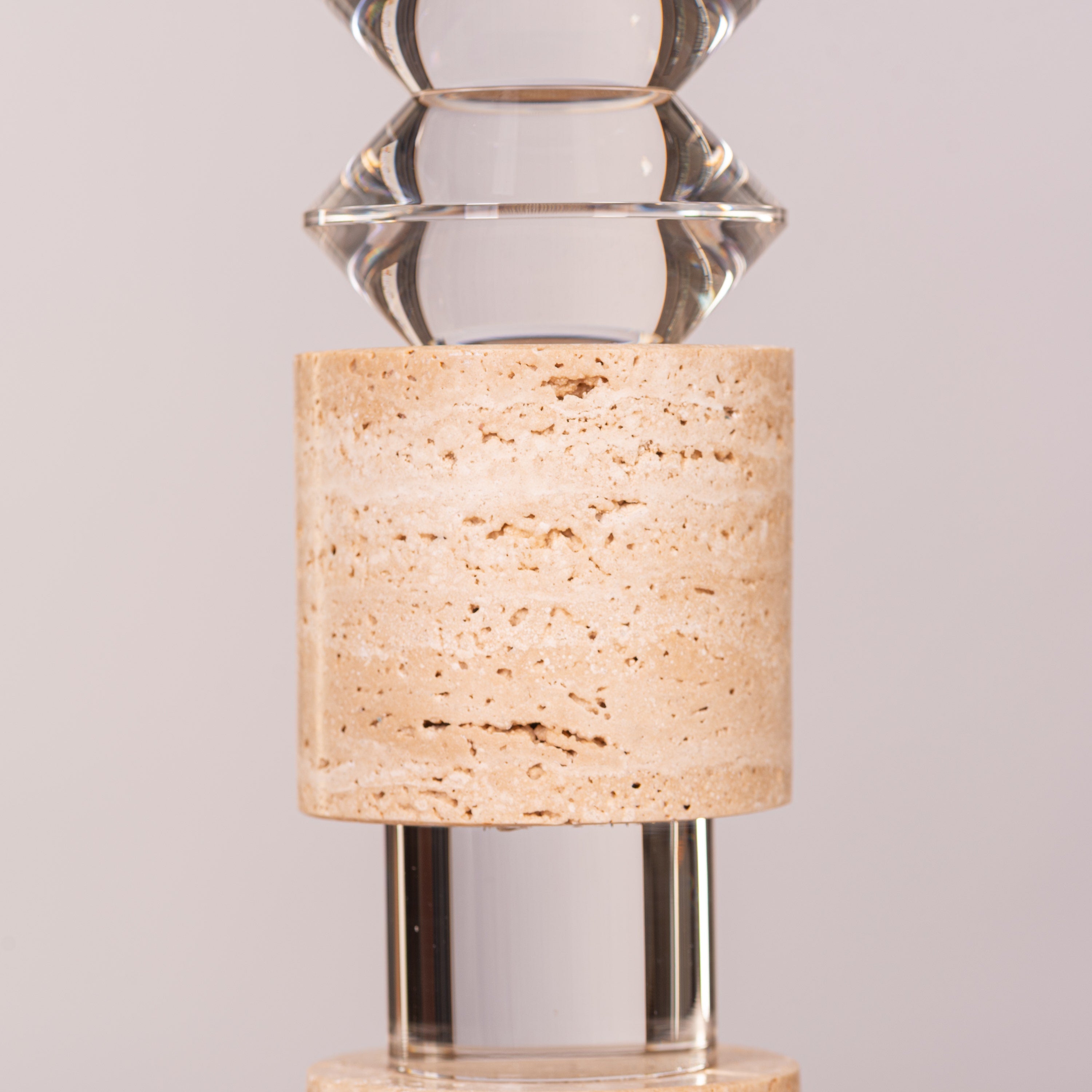 Crystal Pillar ( Beige, Large) Marble Candle Holder