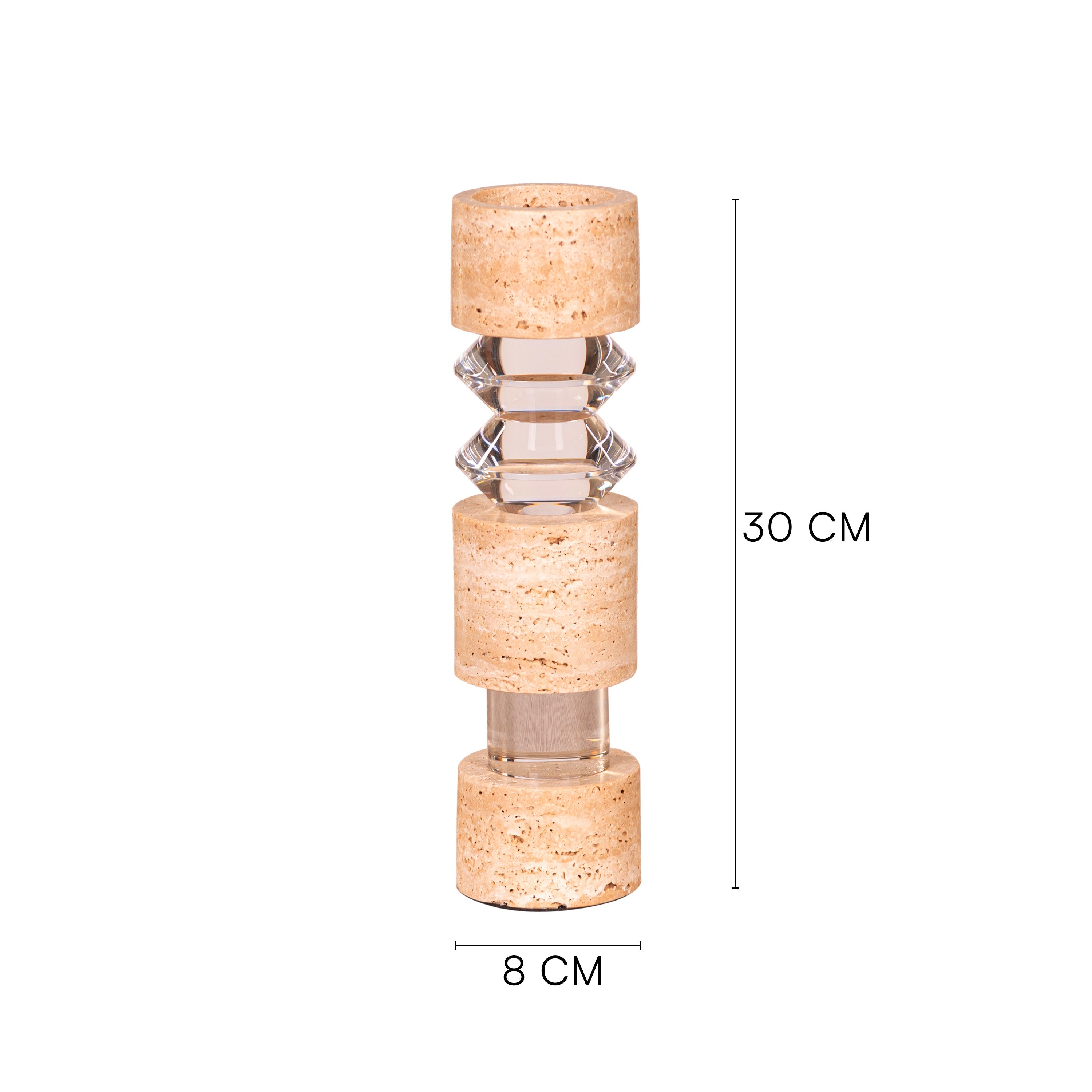 Crystal Pillar ( Beige, Large) Marble Candle Holder