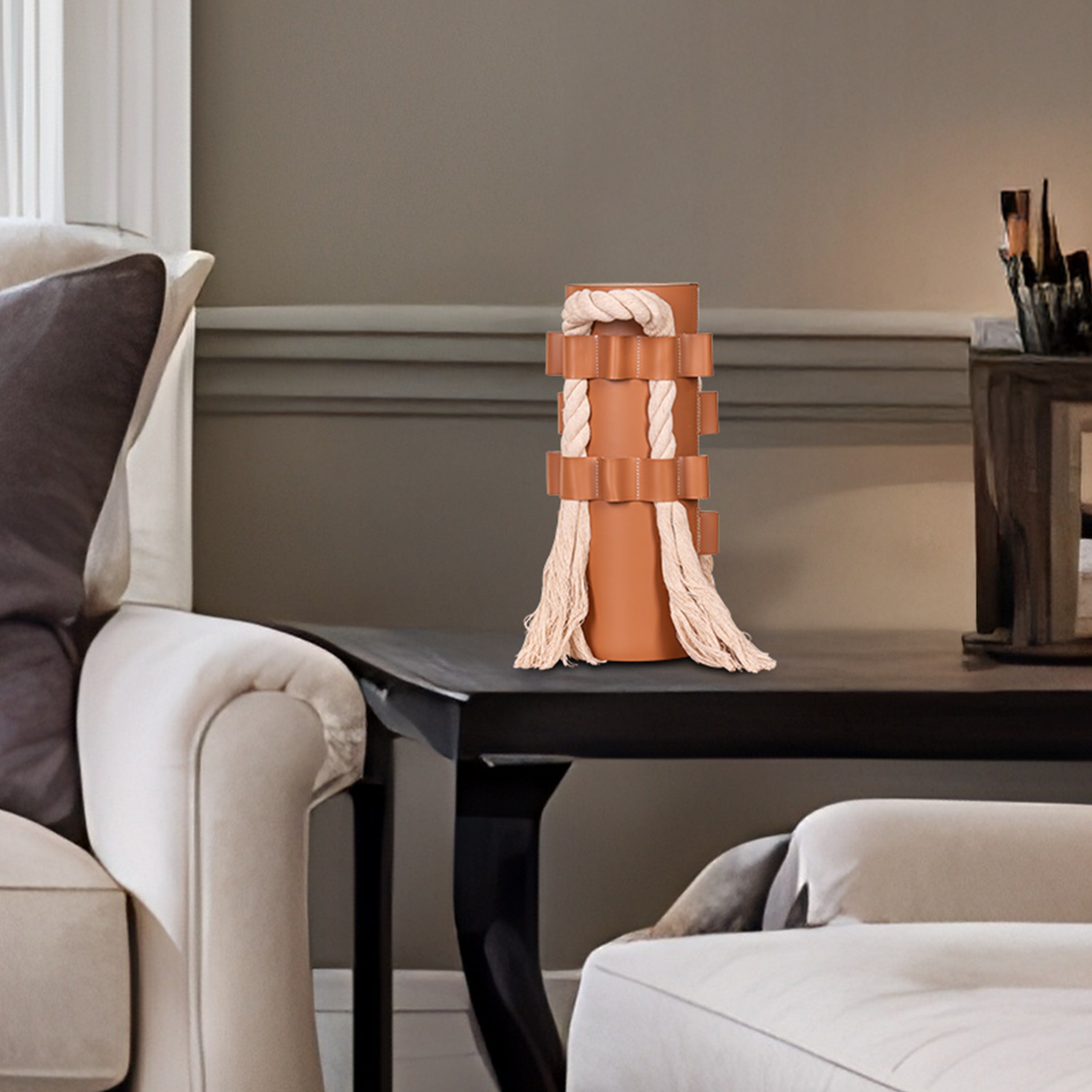 Come Undone (Brown) Faux Leather Vase