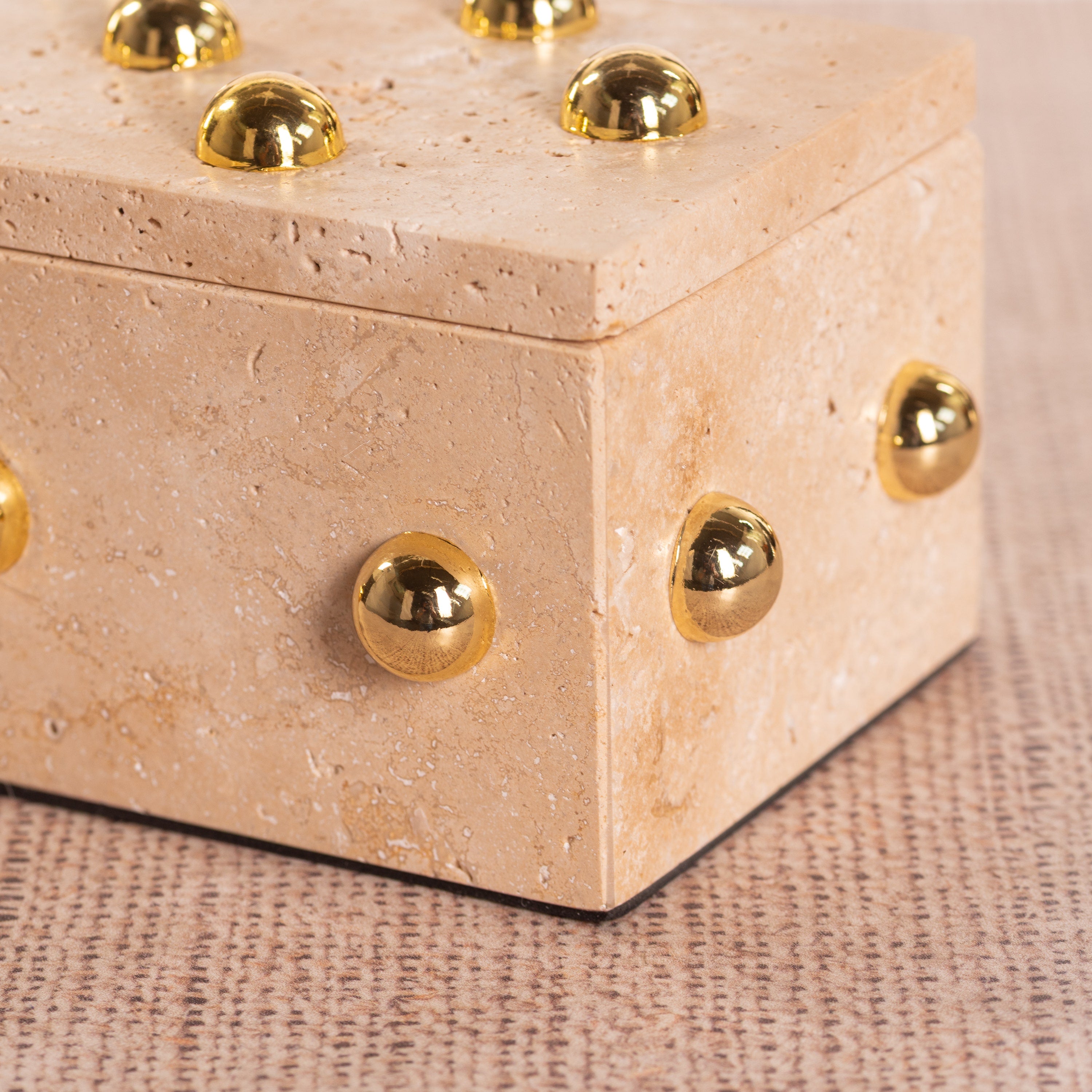 Town Down (Medium, Beige, Gold) Marble Decorative Box