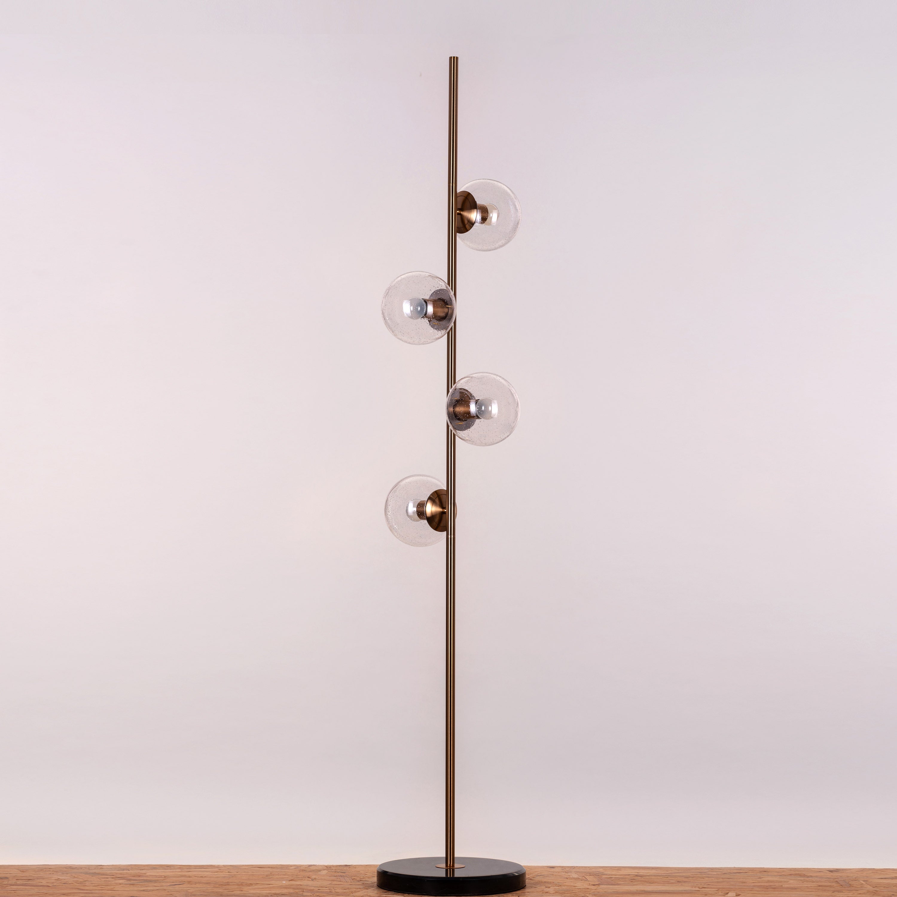 Sundance (Gold) Clear Bubble Glass Floor Lamp