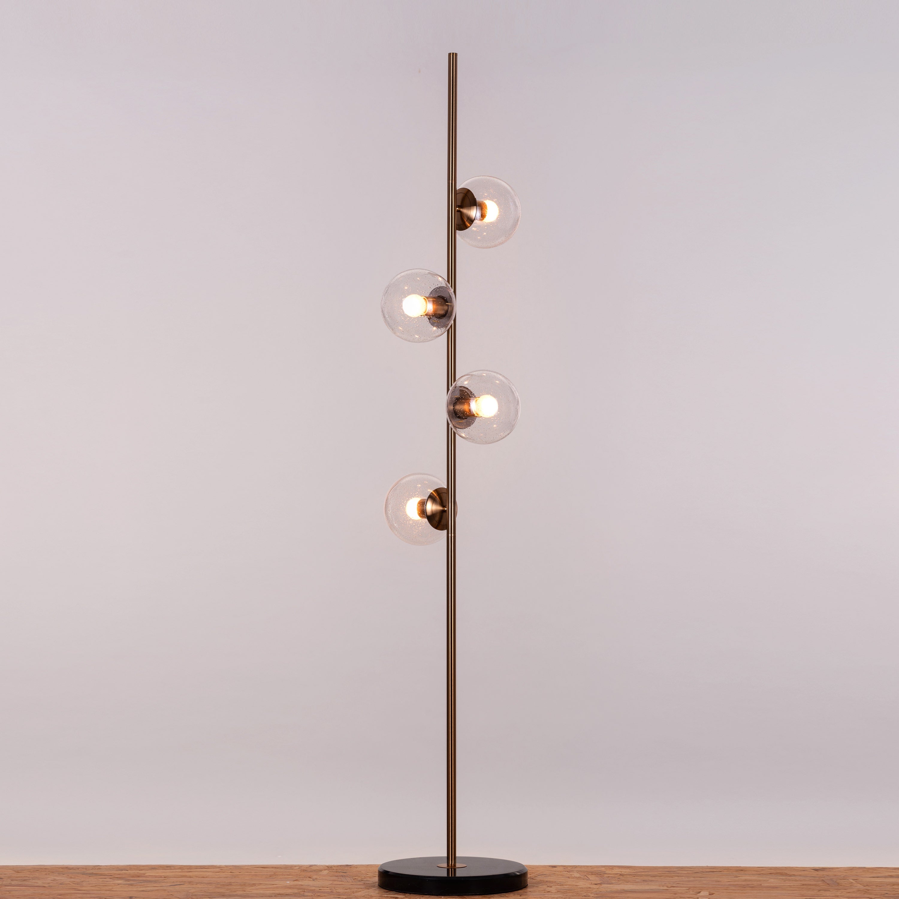 Sundance (Gold) Clear Bubble Glass Floor Lamp