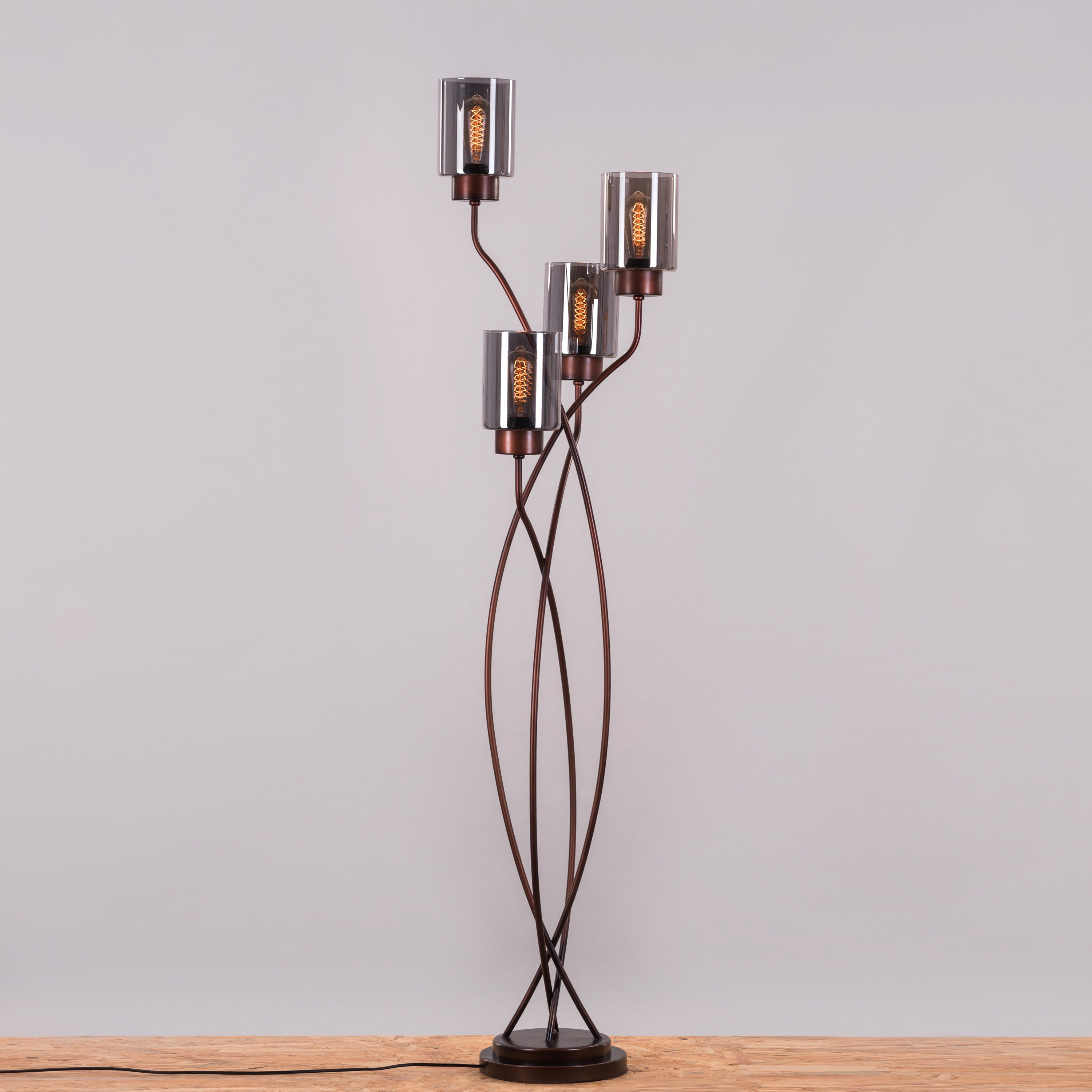 Twisted Cluster (Coffee, Smokey Grey) Glass Floor Lamp