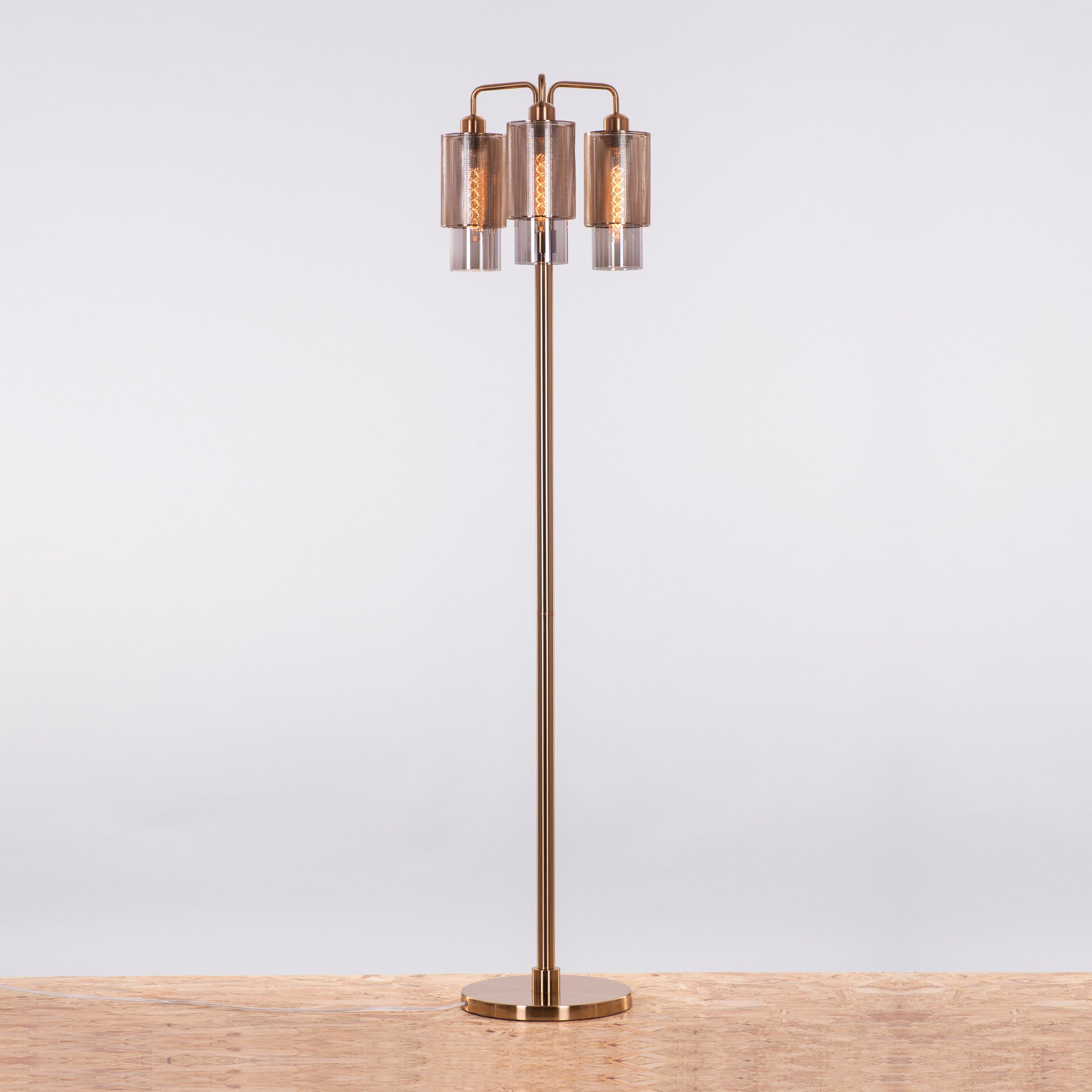Attention Seeker (Gold, Smokey Grey) Glass Floor Lamp