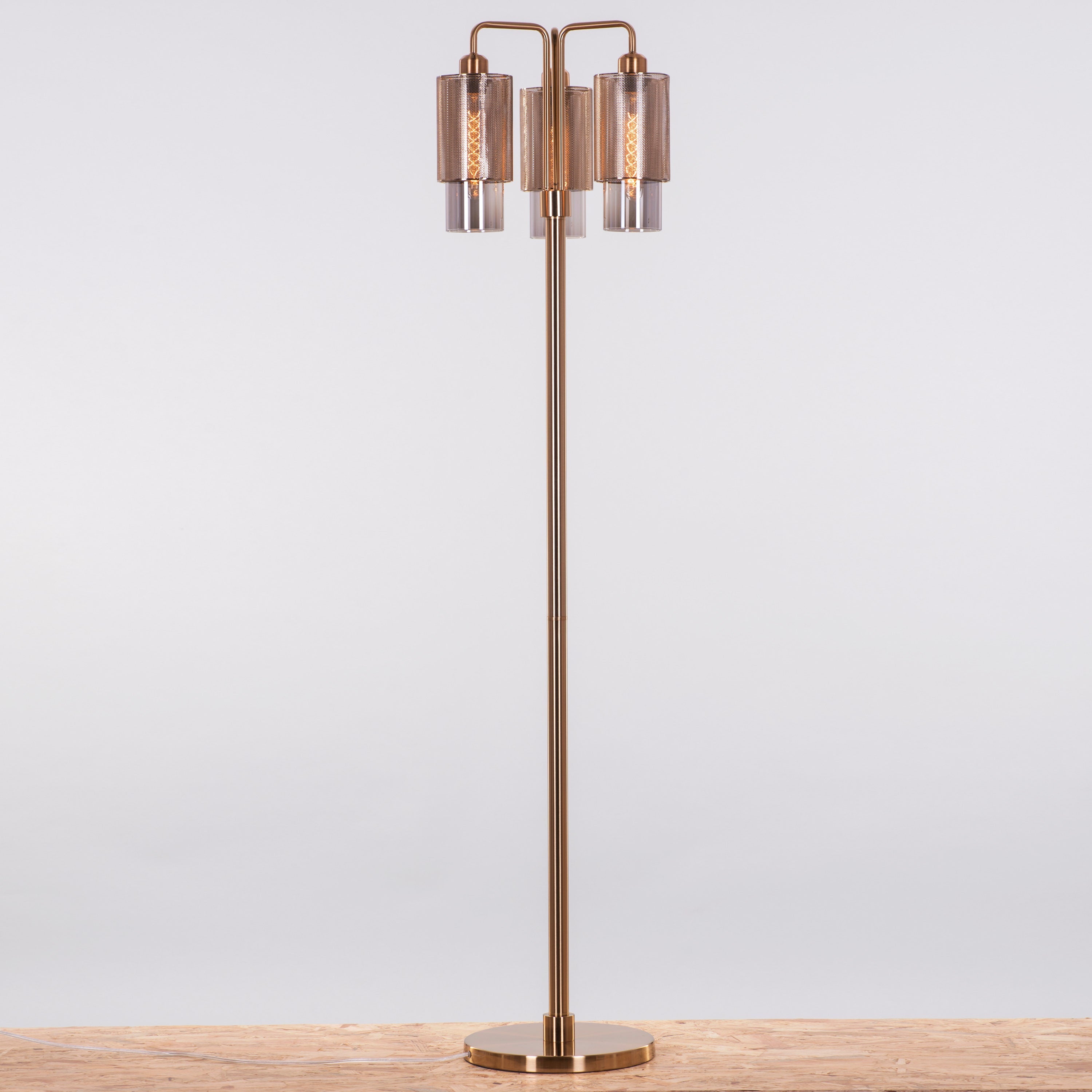 Attention Seeker (Gold, Smokey Grey) Glass Floor Lamp
