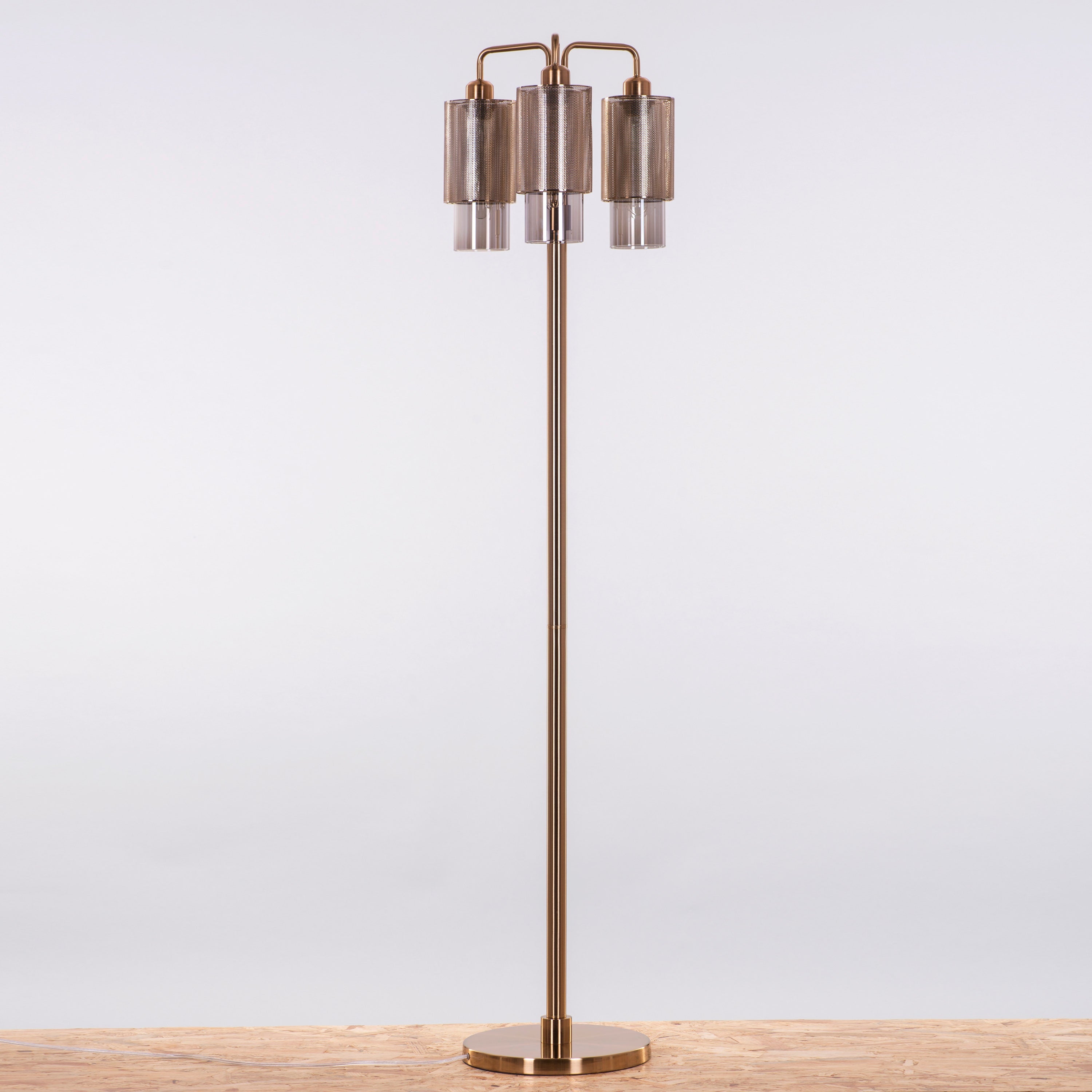 Attention Seeker (Gold, Smokey Grey) Glass Floor Lamp