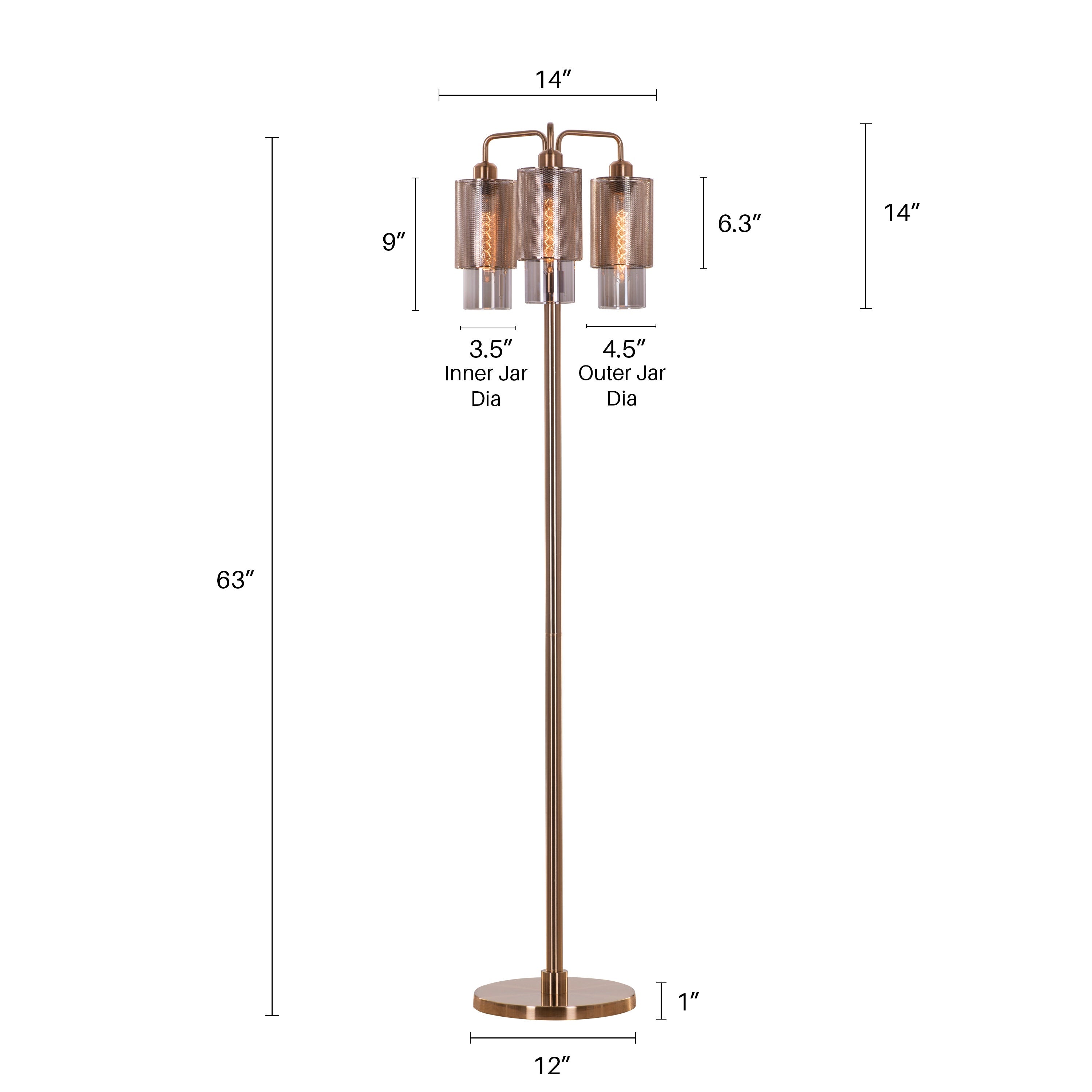 Attention Seeker (Gold, Smokey Grey) Glass Floor Lamp