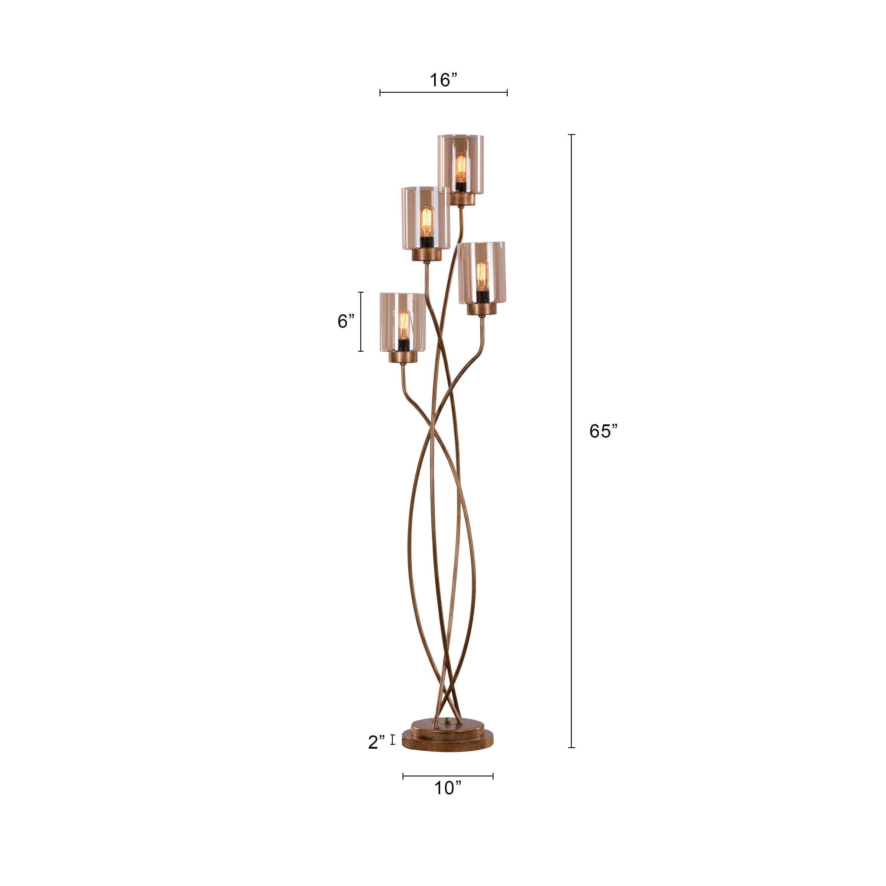 Twisted Cluster (Antique Gold, Amber) Glass Floor Lamp