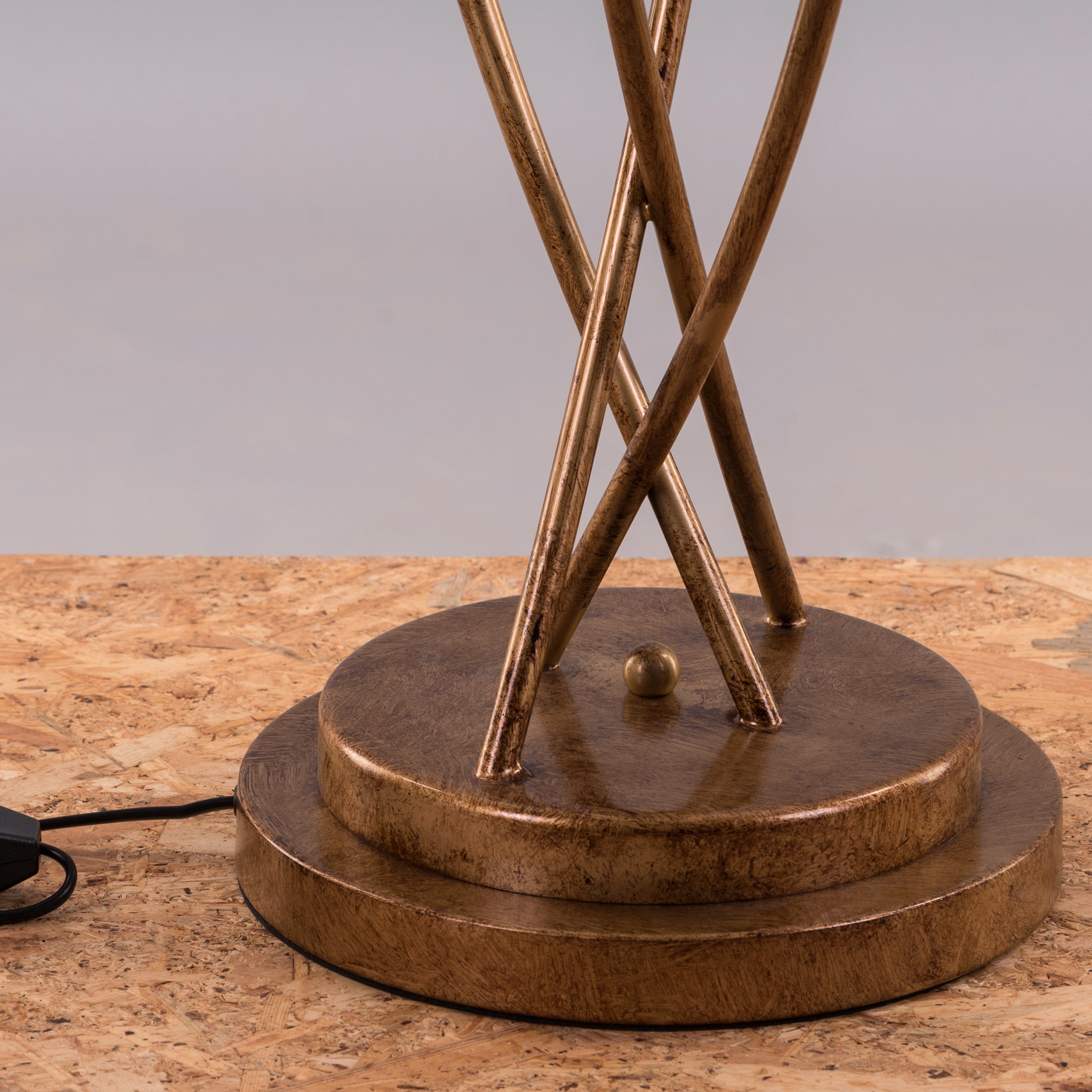 Twisted Cluster (Antique Gold, Amber) Glass Floor Lamp