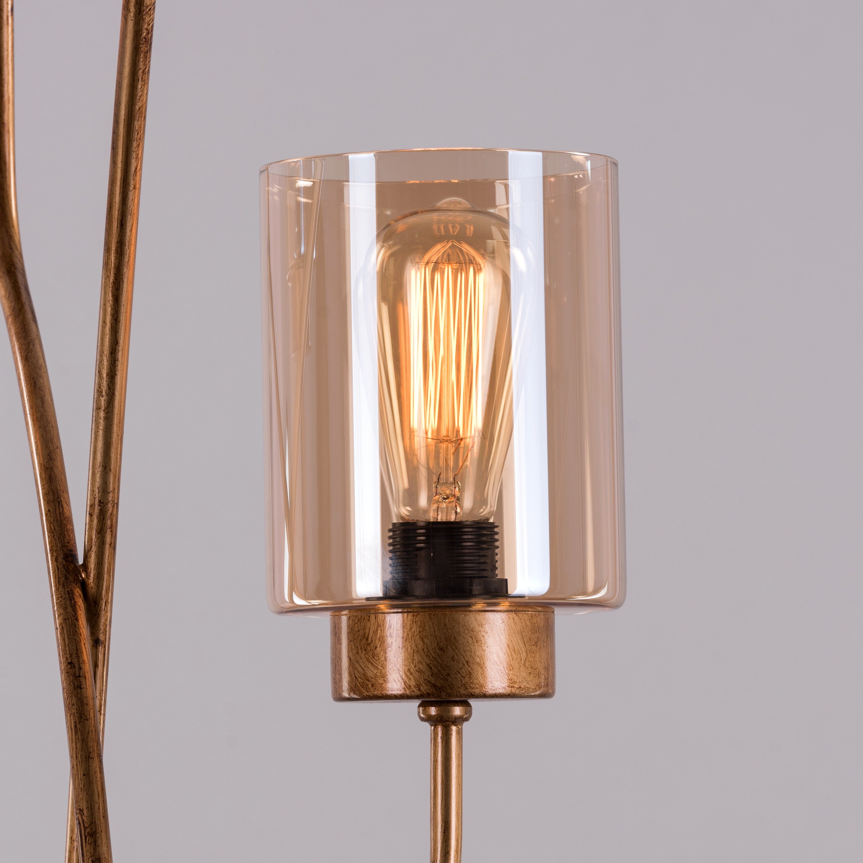 Twisted Cluster (Antique Gold, Amber) Glass Floor Lamp