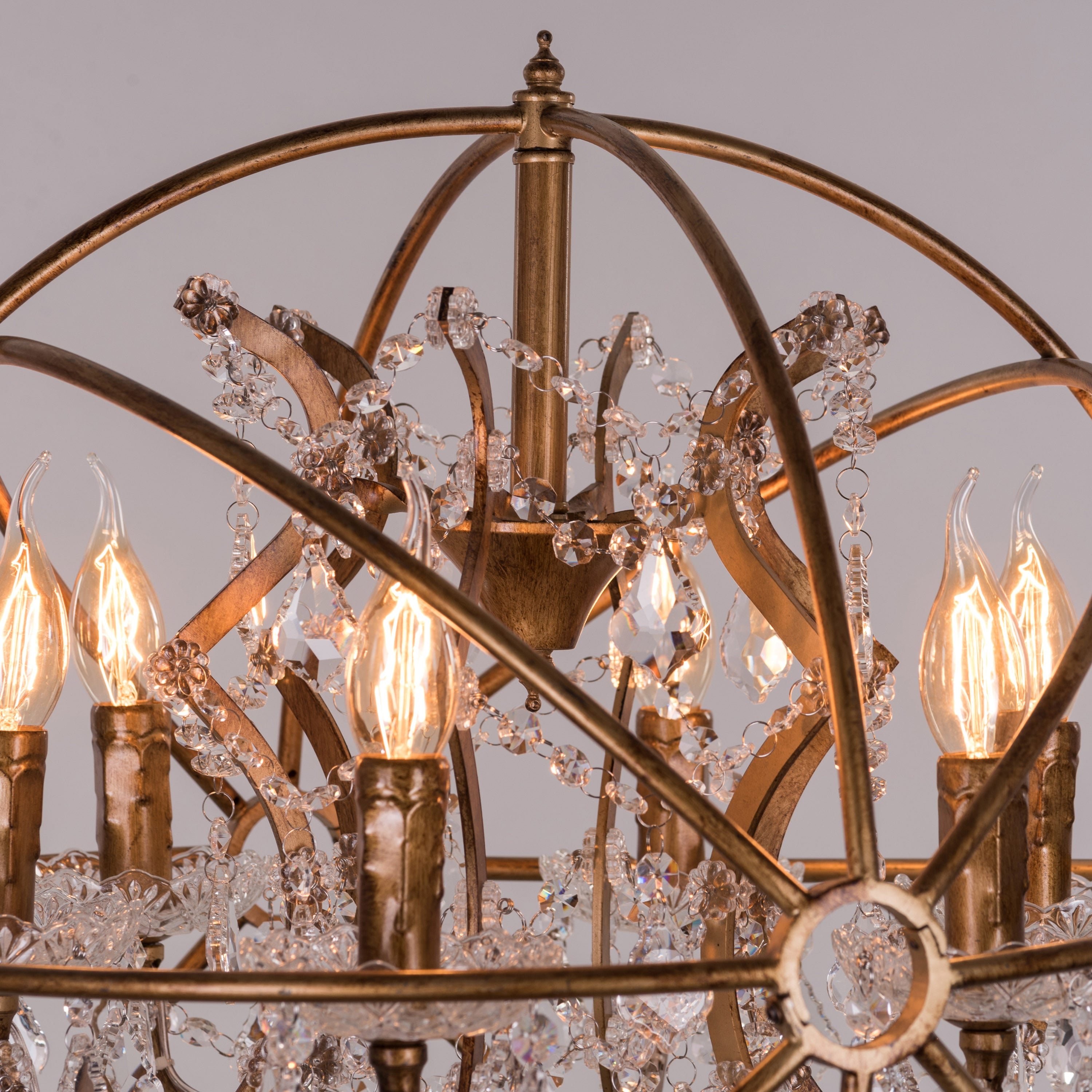 Moonlight Rendezvous (Antique Gold) Crystal Floor Lamp