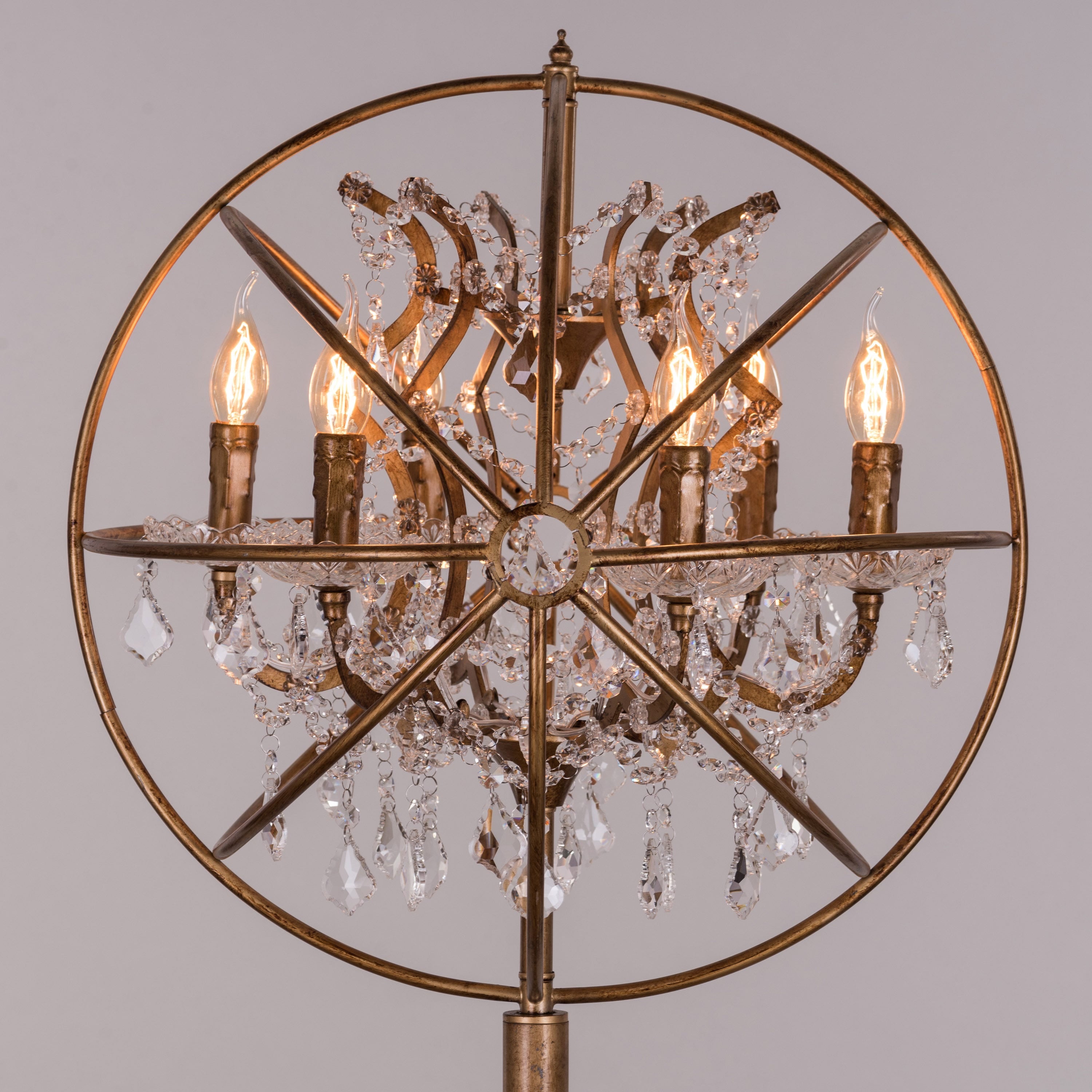 Moonlight Rendezvous (Antique Gold) Crystal Floor Lamp