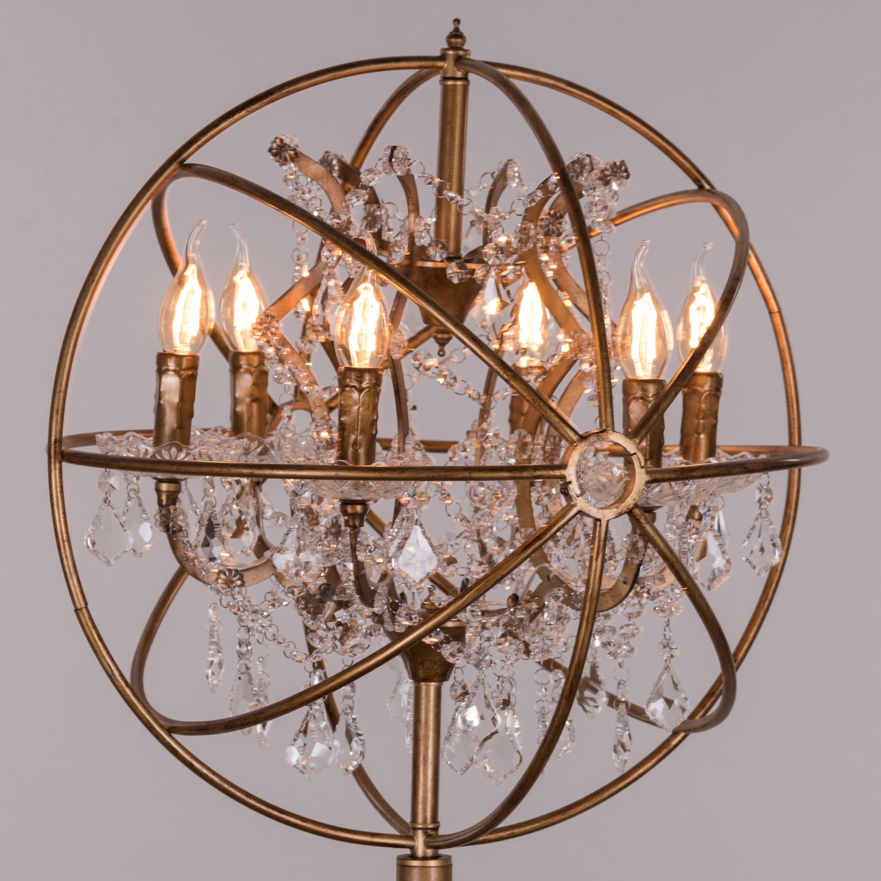 Moonlight Rendezvous (Antique Gold) Crystal Floor Lamp