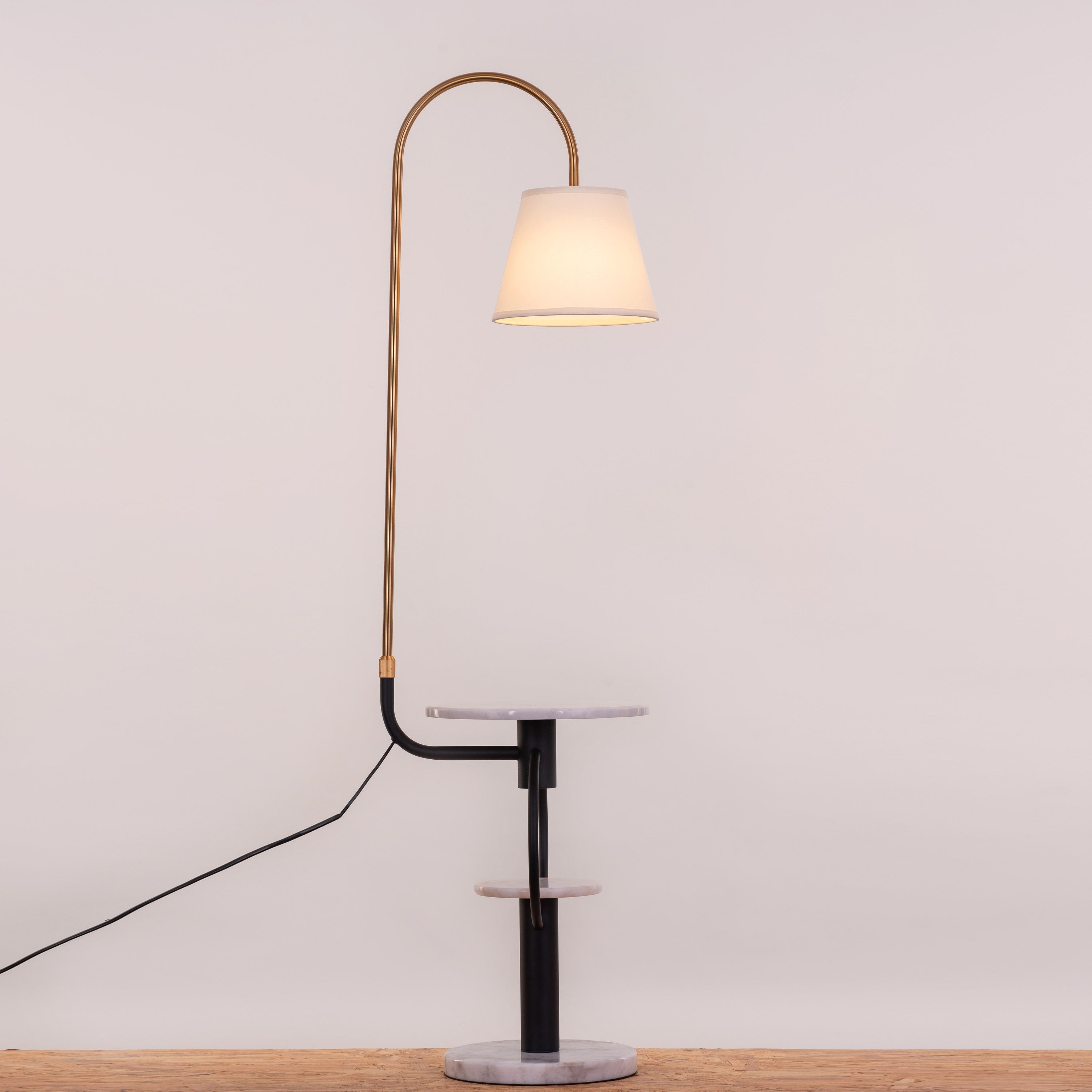 Face The Music (Gold, Black) Marble Floor Lamp