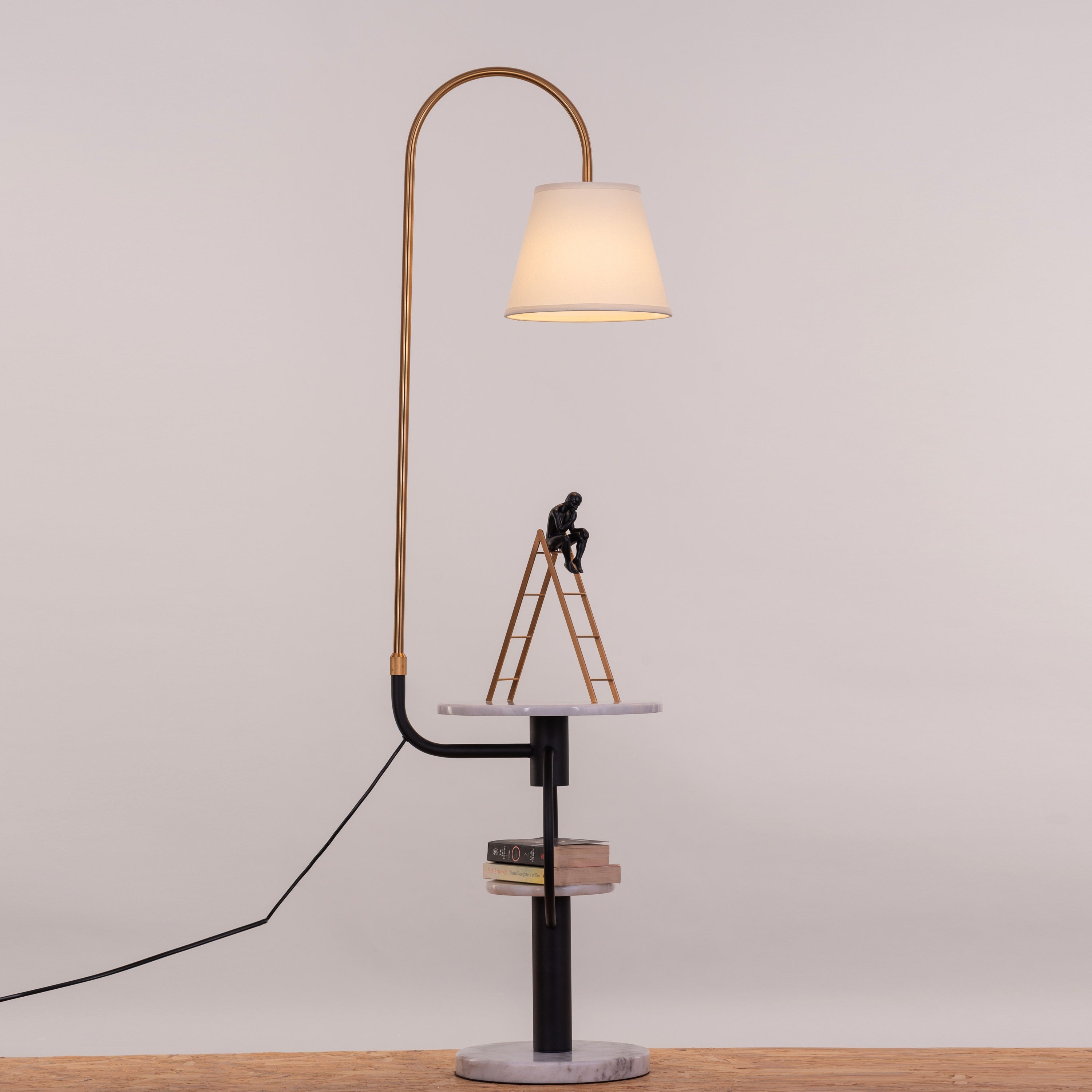 Face The Music (Gold, Black) Marble Floor Lamp