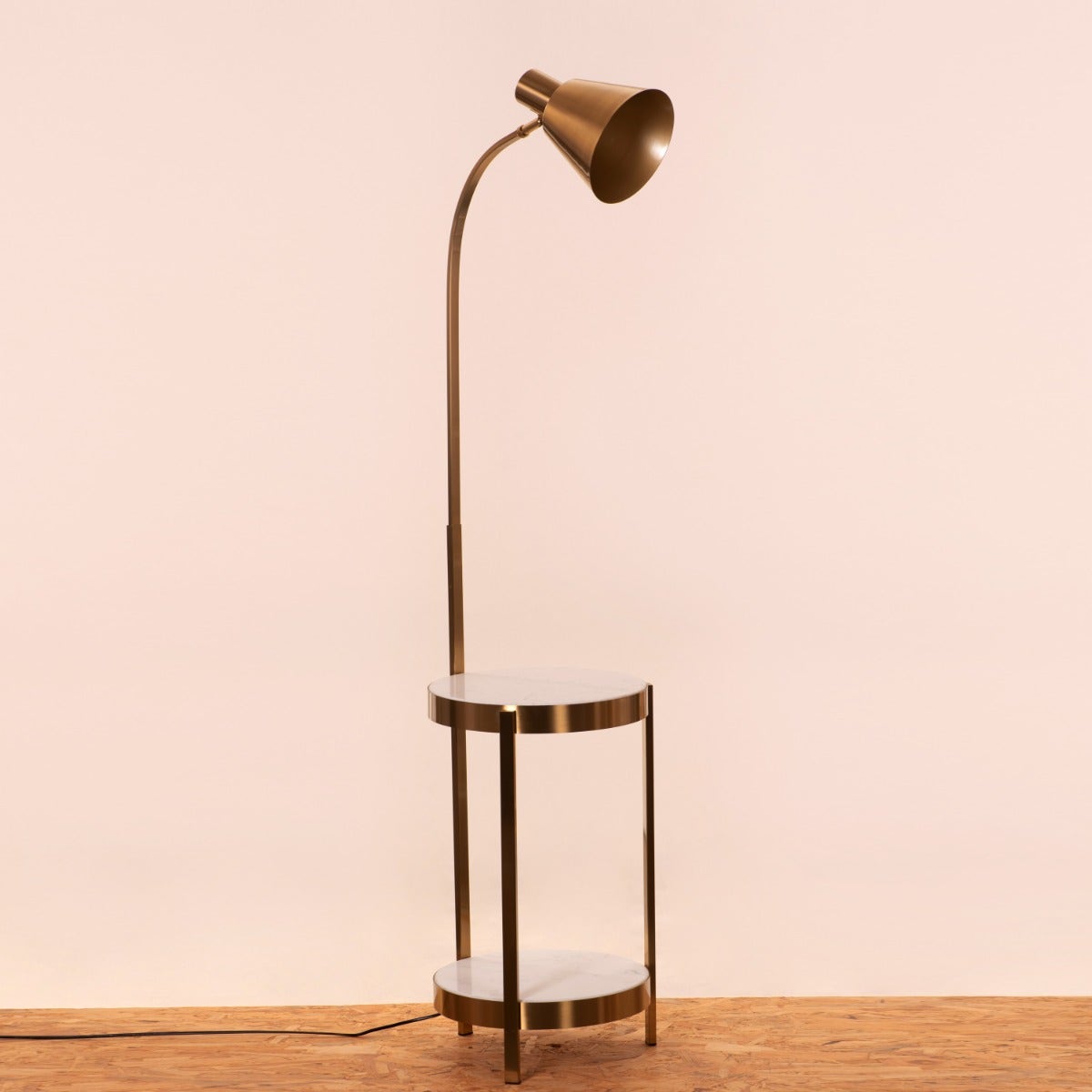 One Step Forward (Gold, White) Marble Floor Lamp