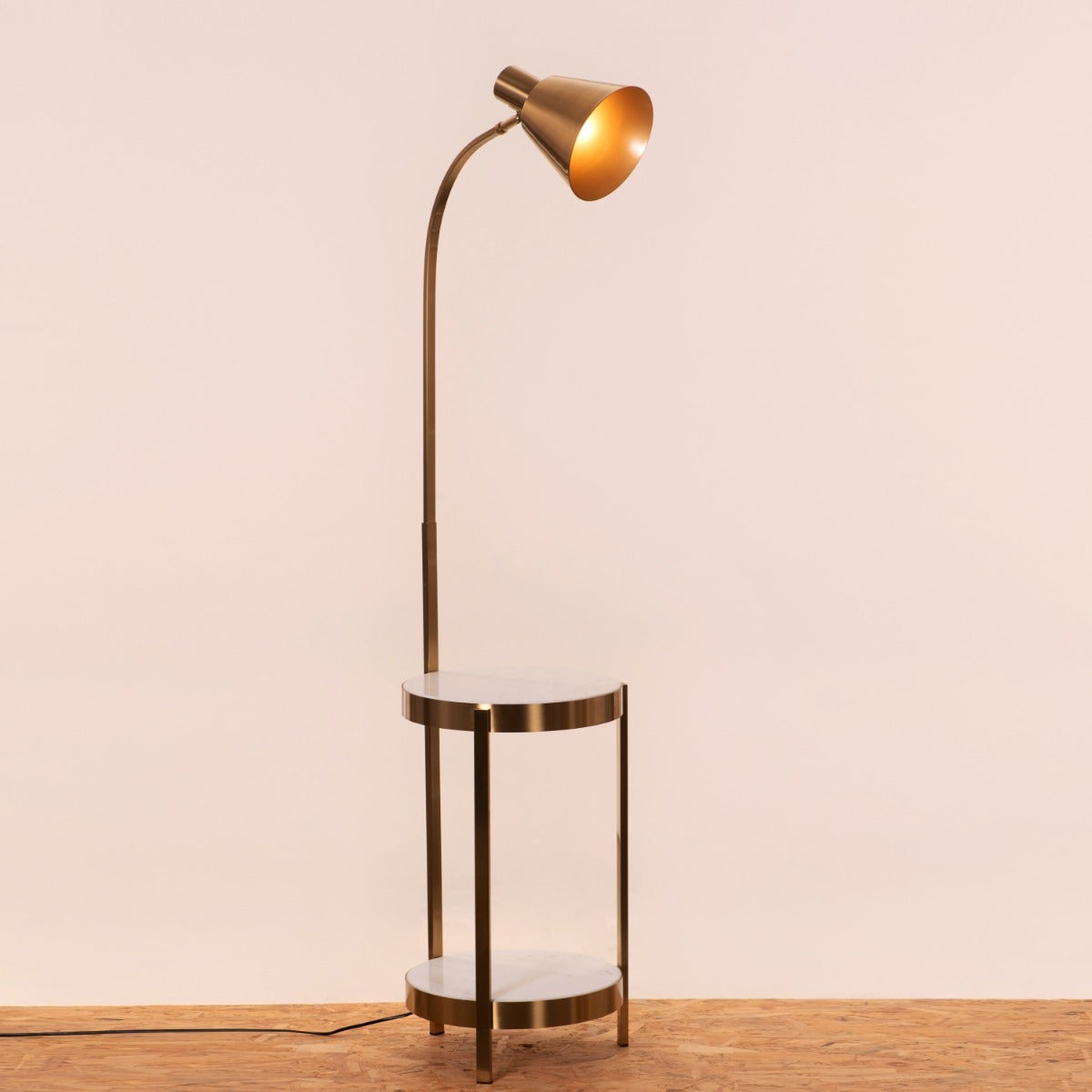 One Step Forward (Gold, White) Marble Floor Lamp