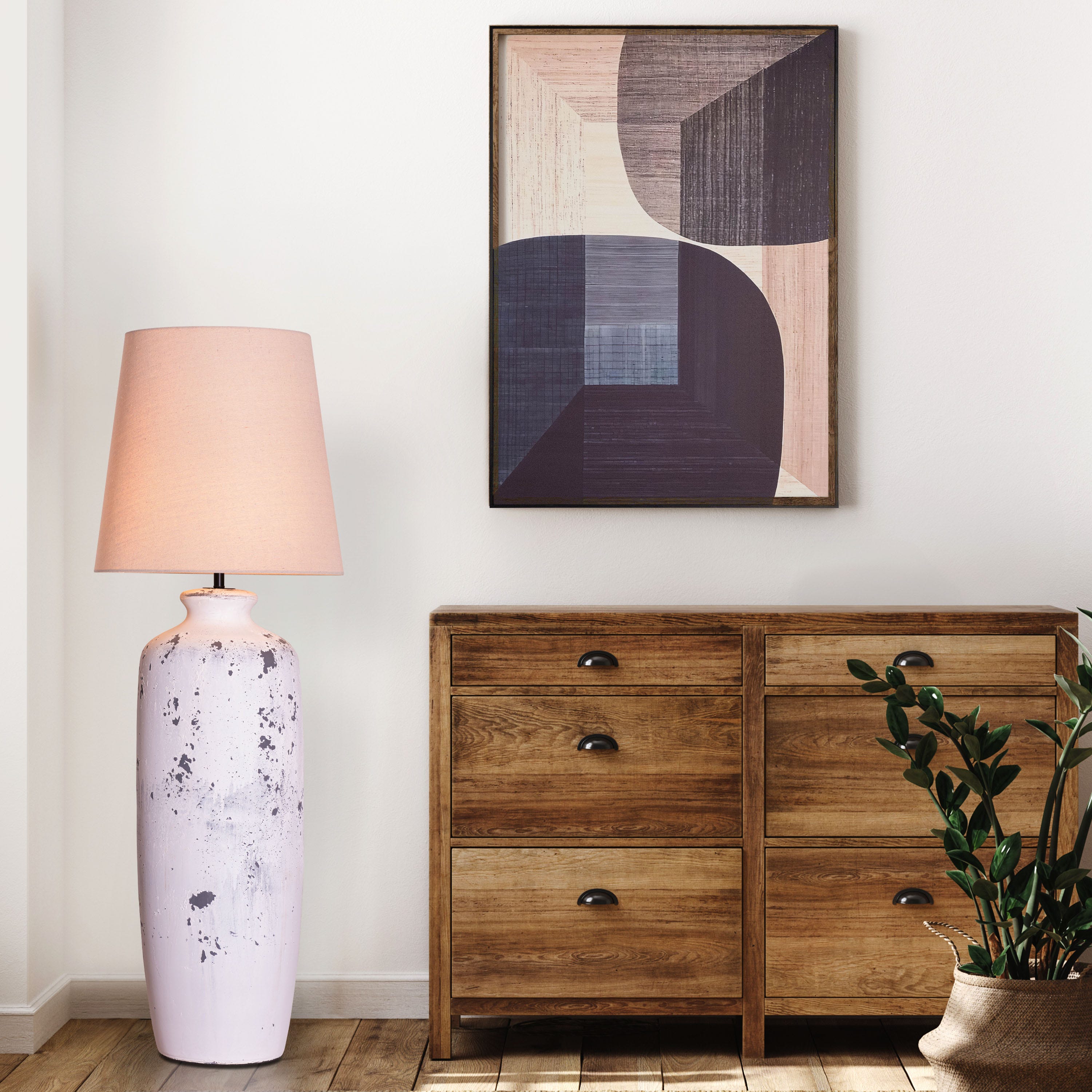 Snow Storm (White, Beige) Ceramic Floor Lamp