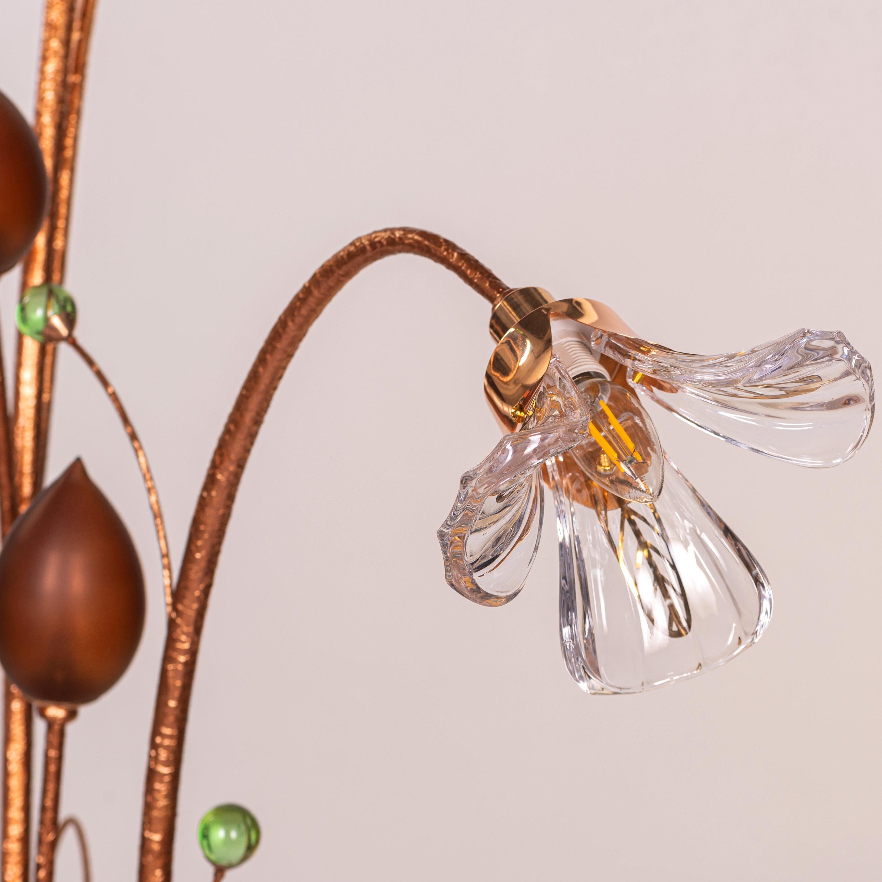 Harubana Whisper (Rose Gold, Clear Amber) Textured Glass Floor Lamp