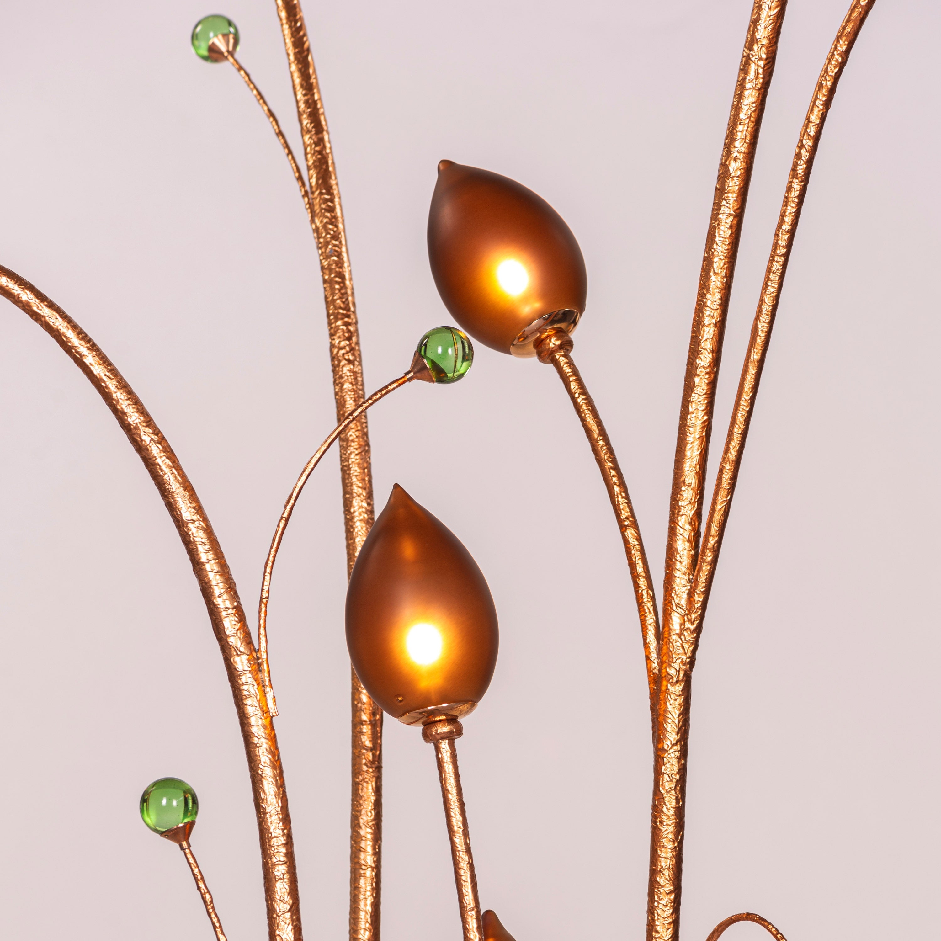 Harubana Whisper (Rose Gold, Clear Amber) Textured Glass Floor Lamp