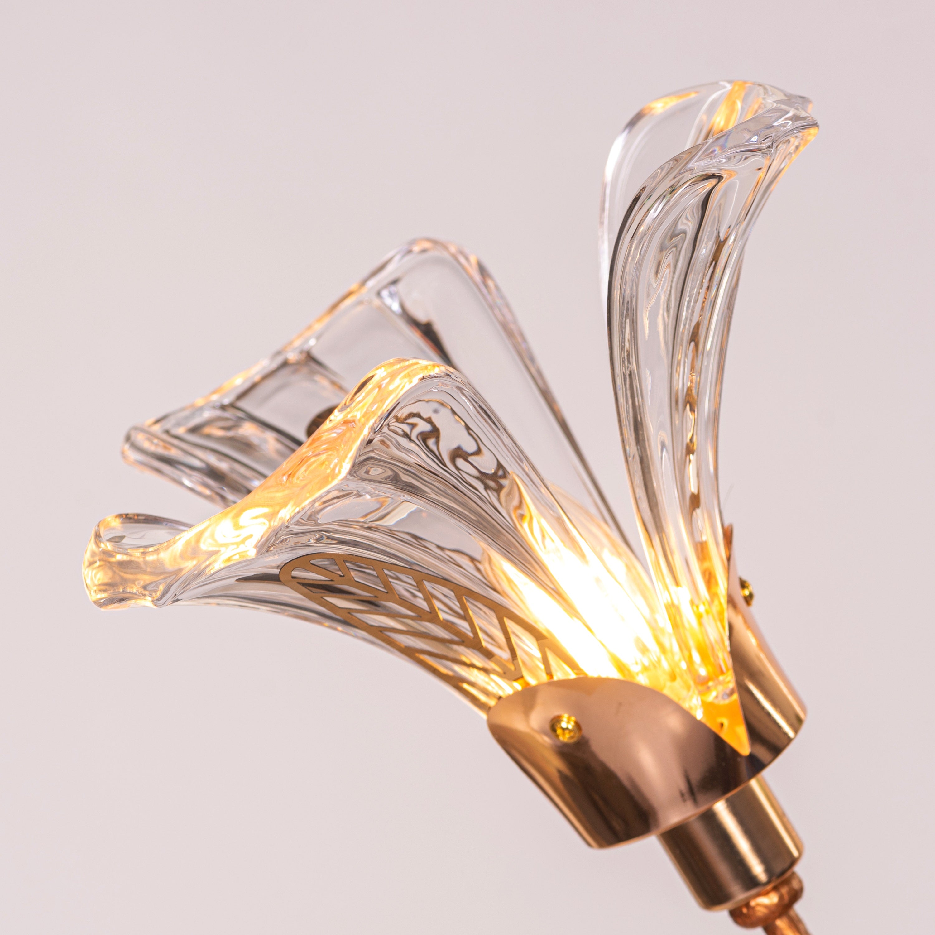 Harubana Whisper (Rose Gold, Clear Amber) Textured Glass Floor Lamp