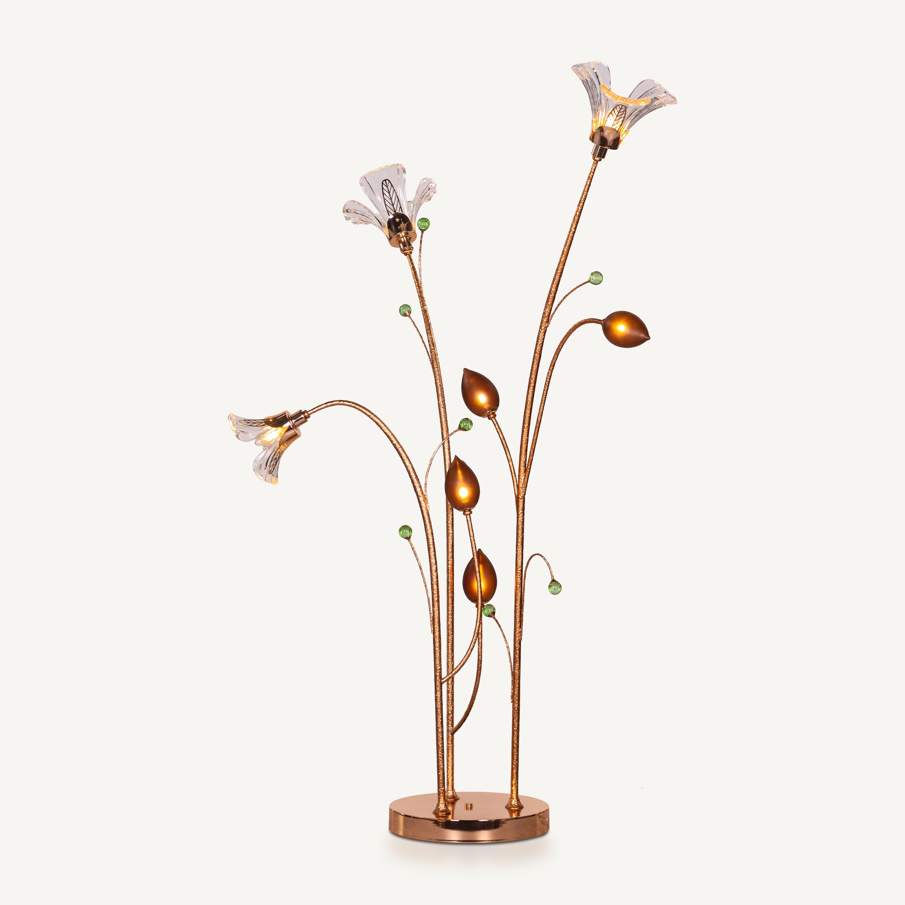 Harubana Whisper (Rose Gold, Clear Amber) Textured Glass Floor Lamp