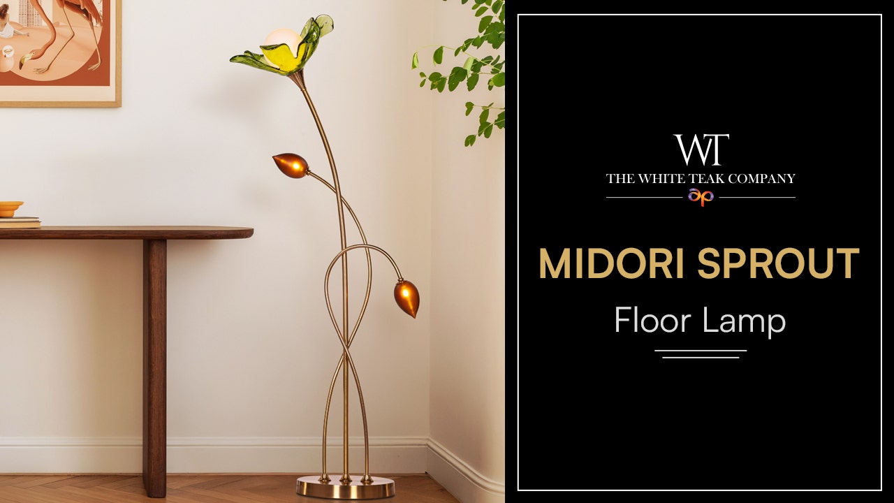 Midori Sprout (Gold, Green & Amber) Tinted Glass Floor Lamp