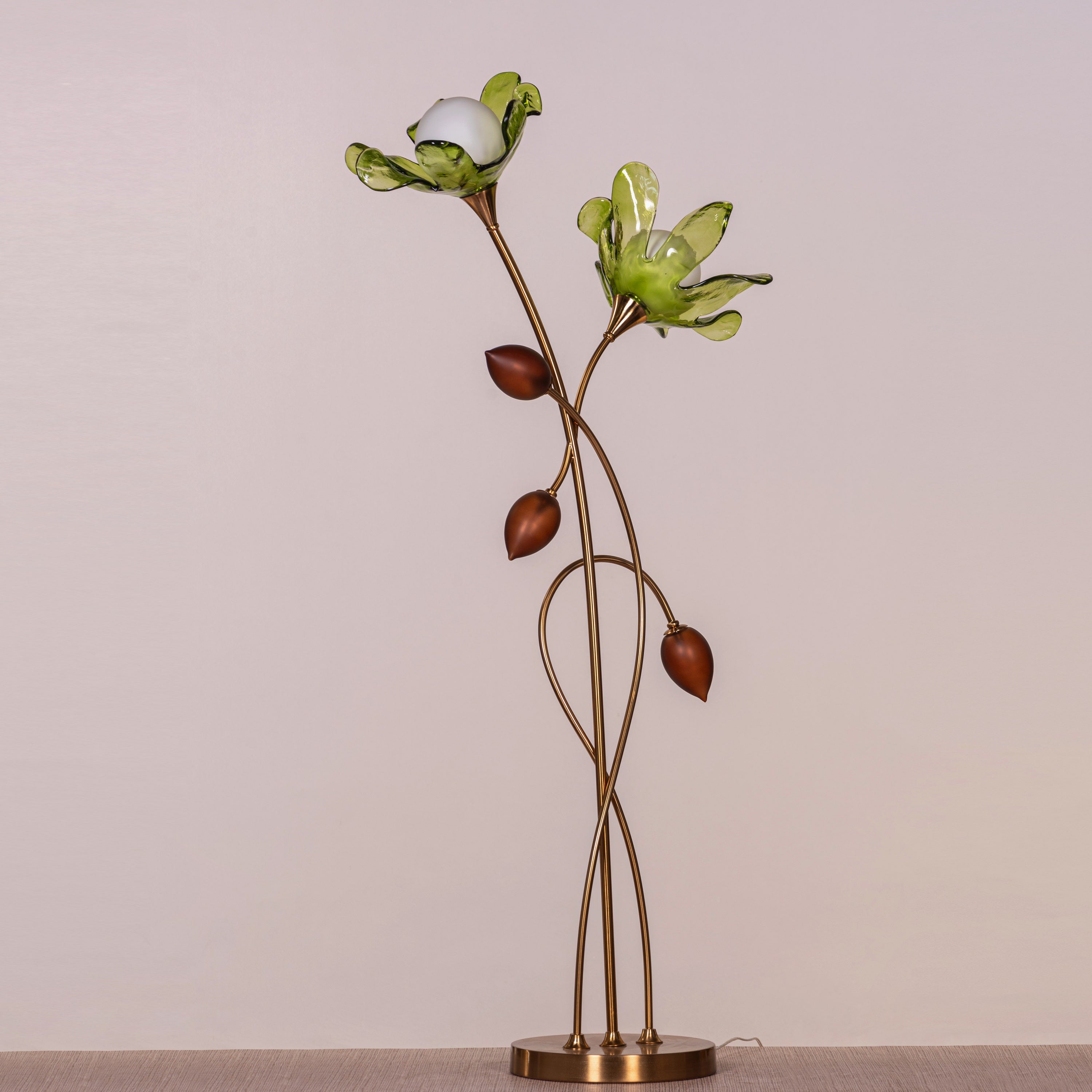 Midori Whisper (Gold, Green & Amber) Tinted Glass Floor Lamp