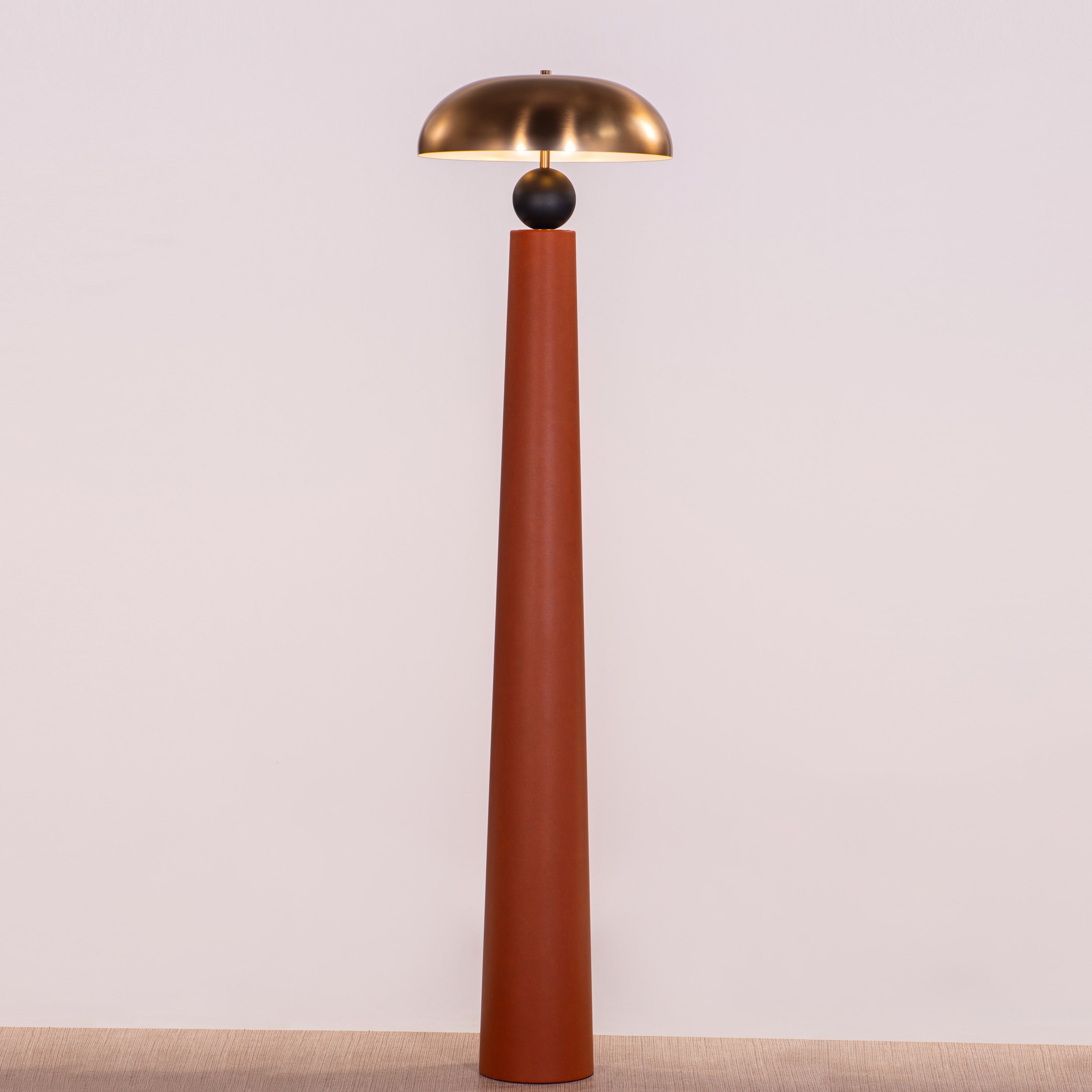Gold Coast (Gold, Brown) Leather  Floor Lamp