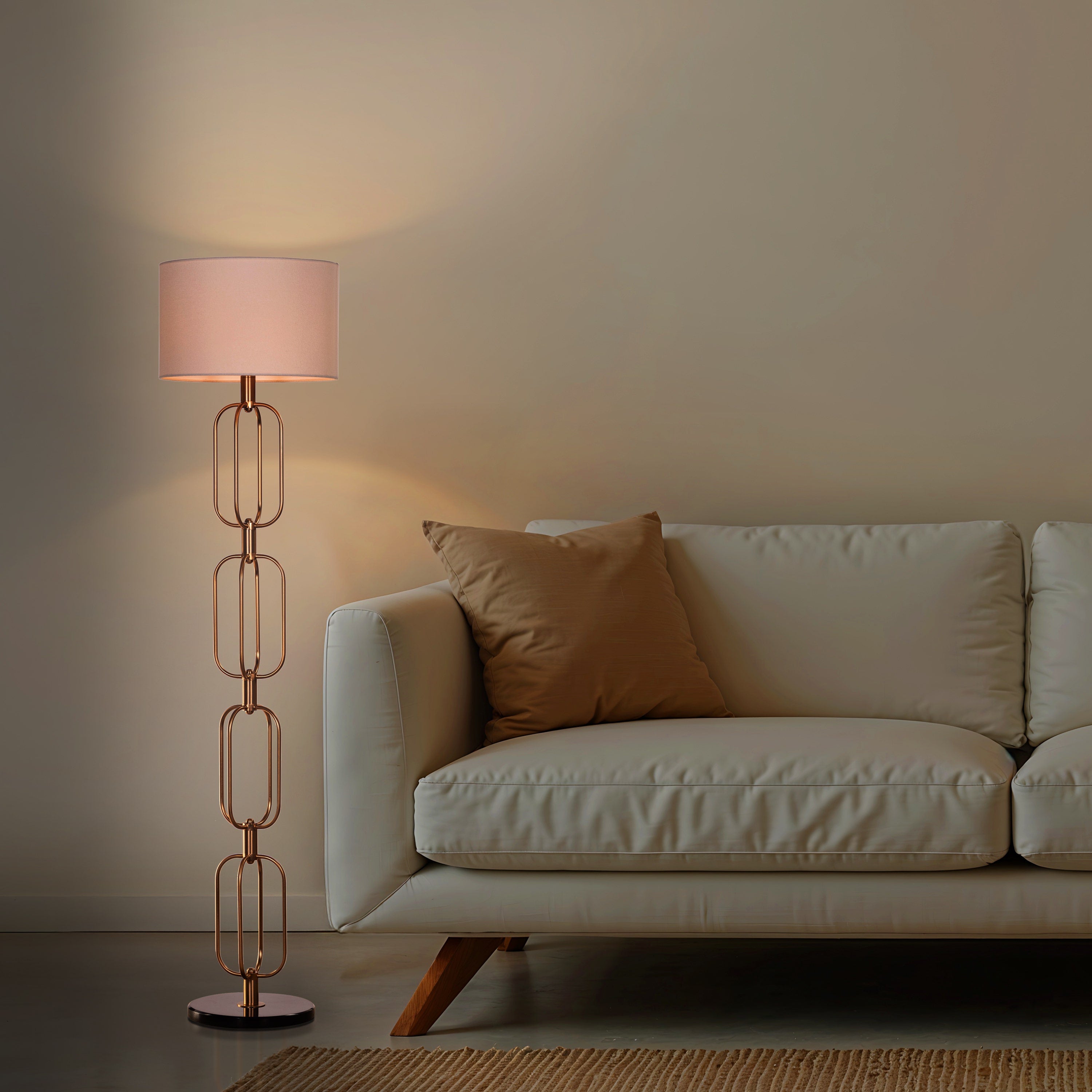 Auremont (Gold/Off-White) Marble Floor Lamp