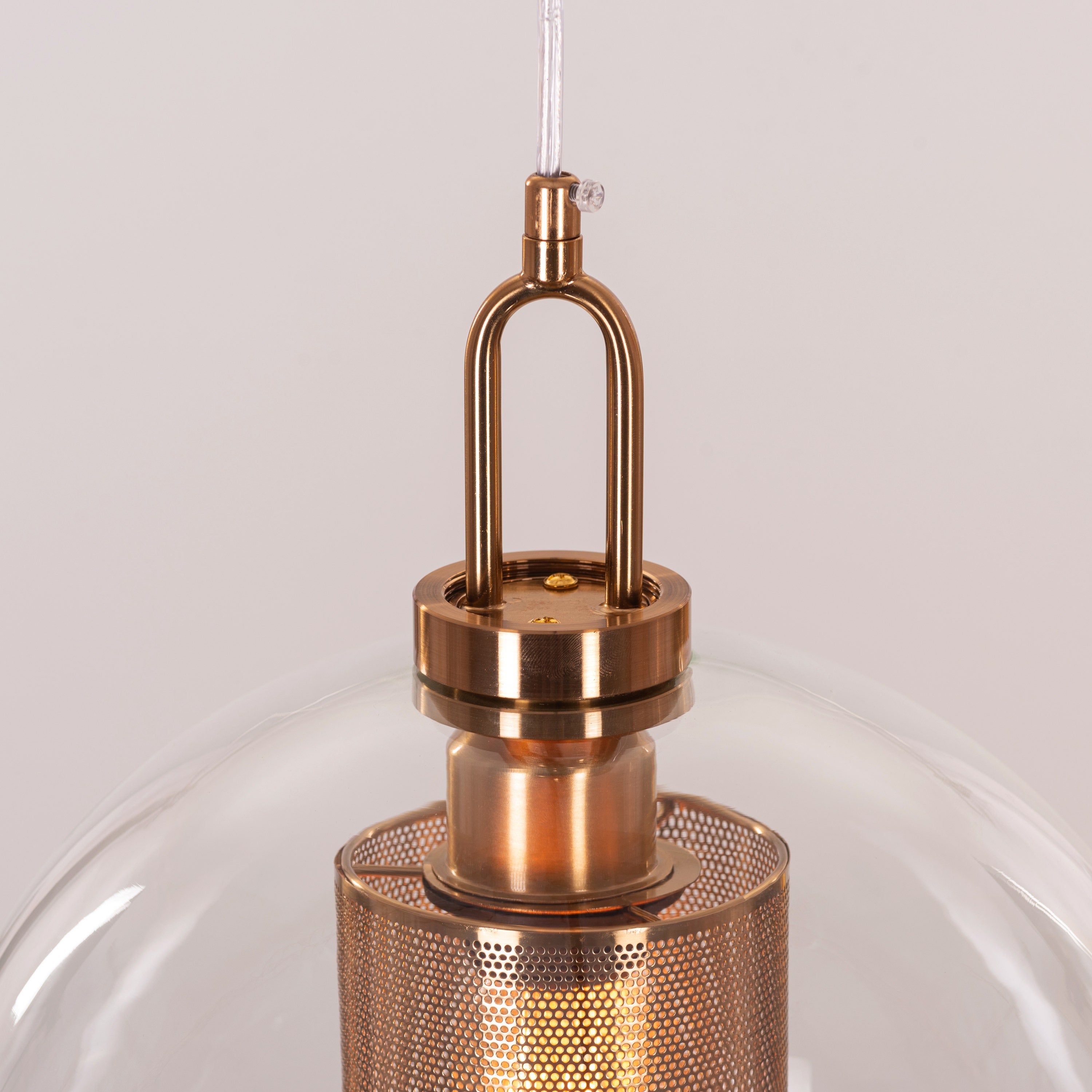 Good To Glow (Medium, Gold) Clear Glass Round Pendant Light