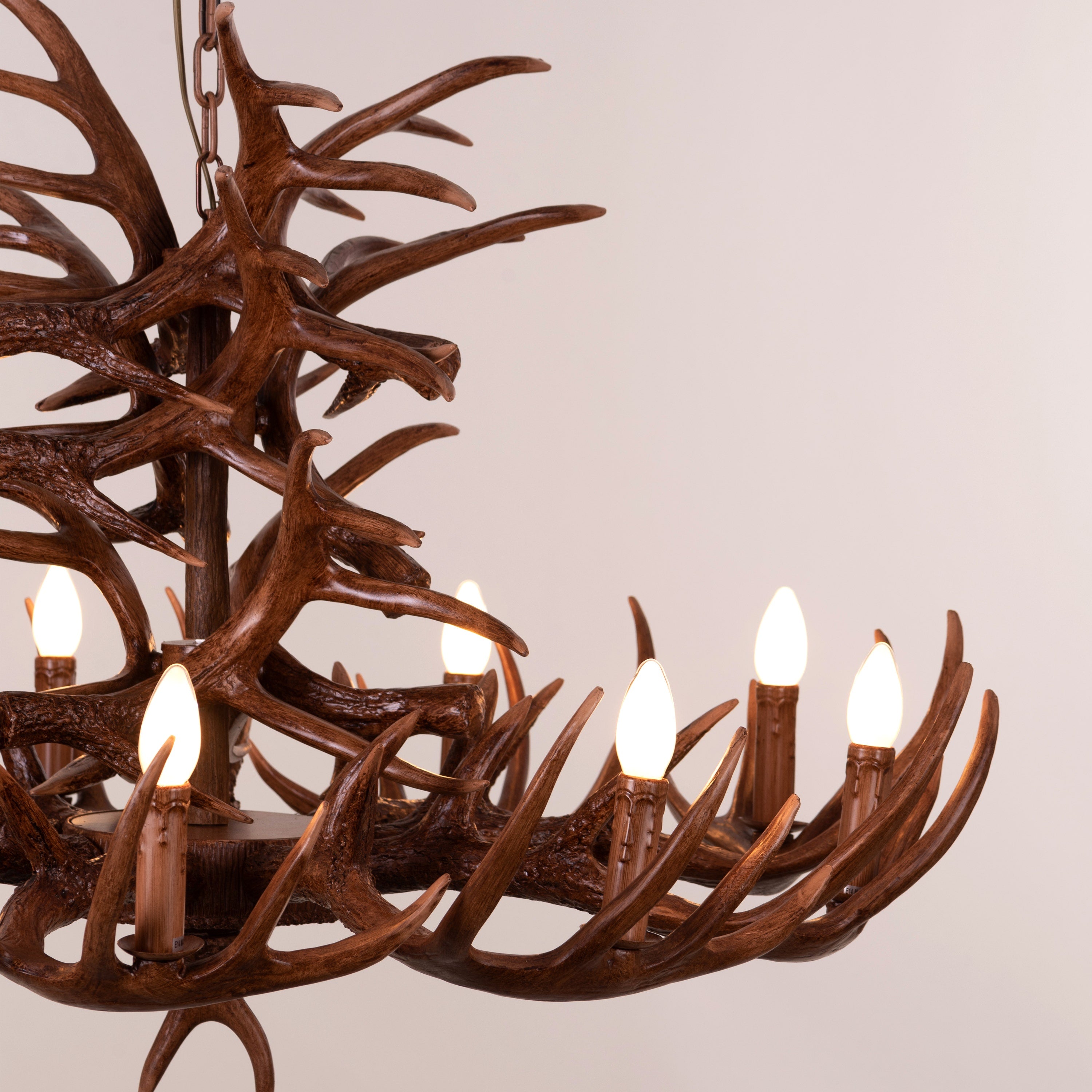 Ski Apres (Large, Brown) Antler Chandelier