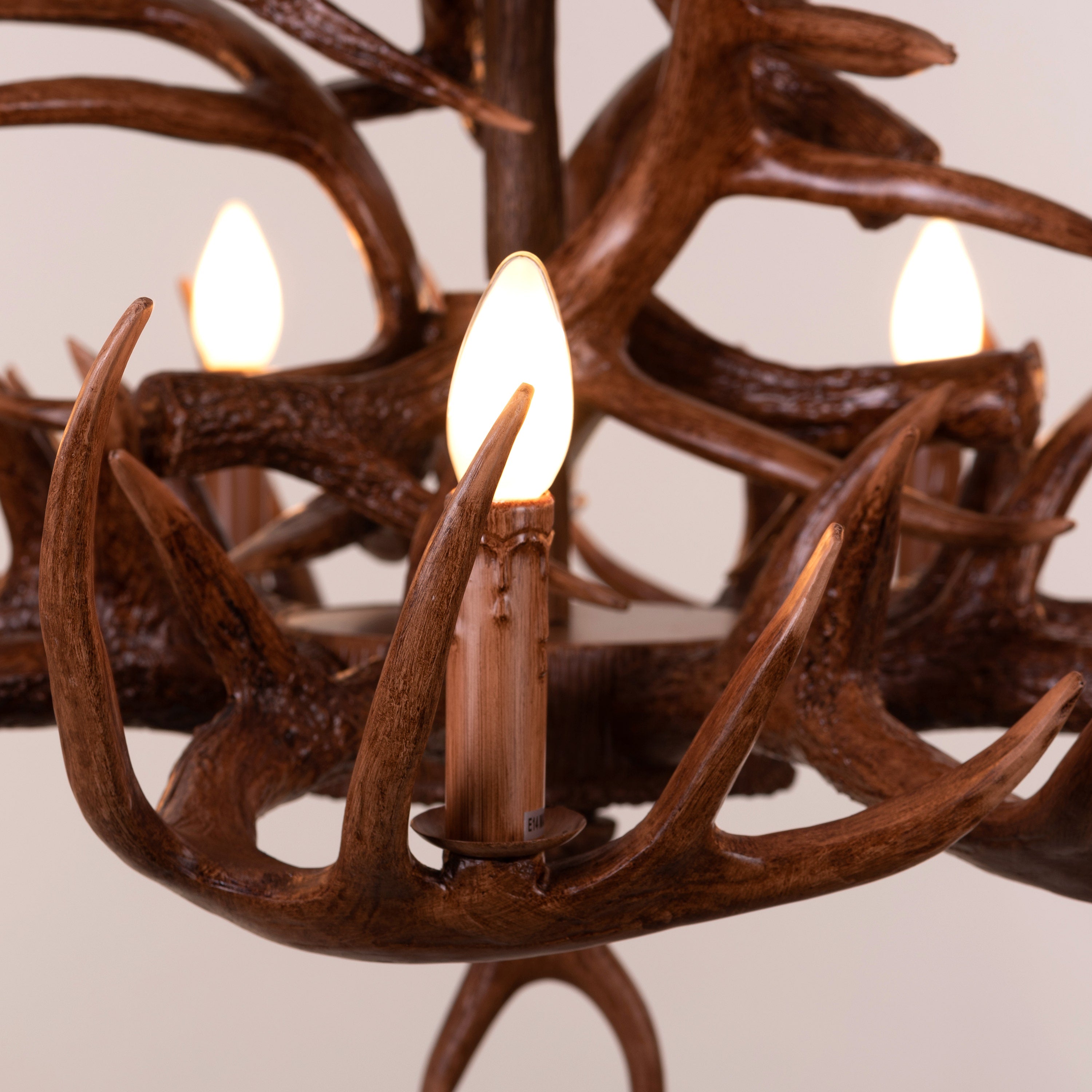 Ski Apres (Large, Brown) Antler Chandelier