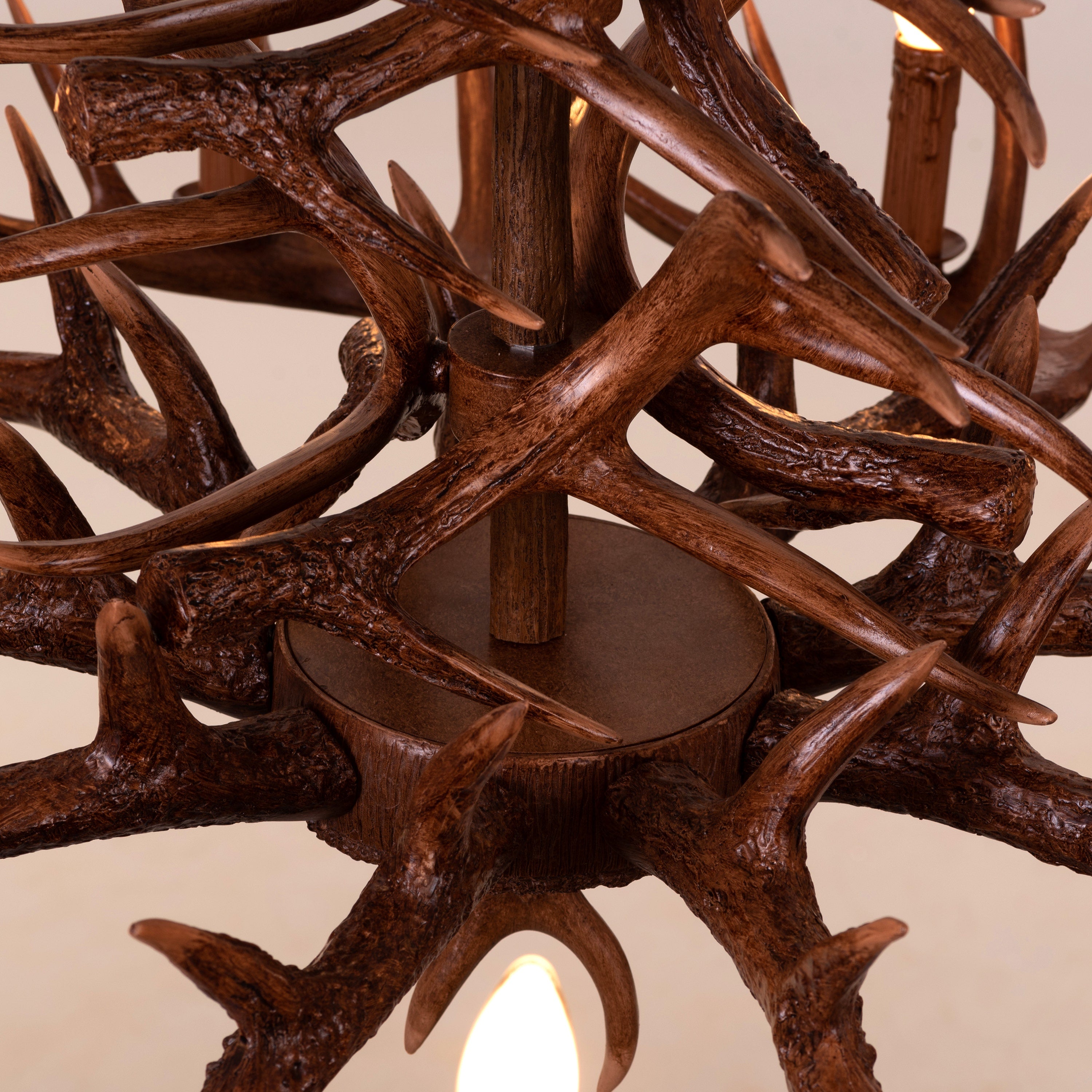 Ski Apres (Large, Brown) Antler Chandelier