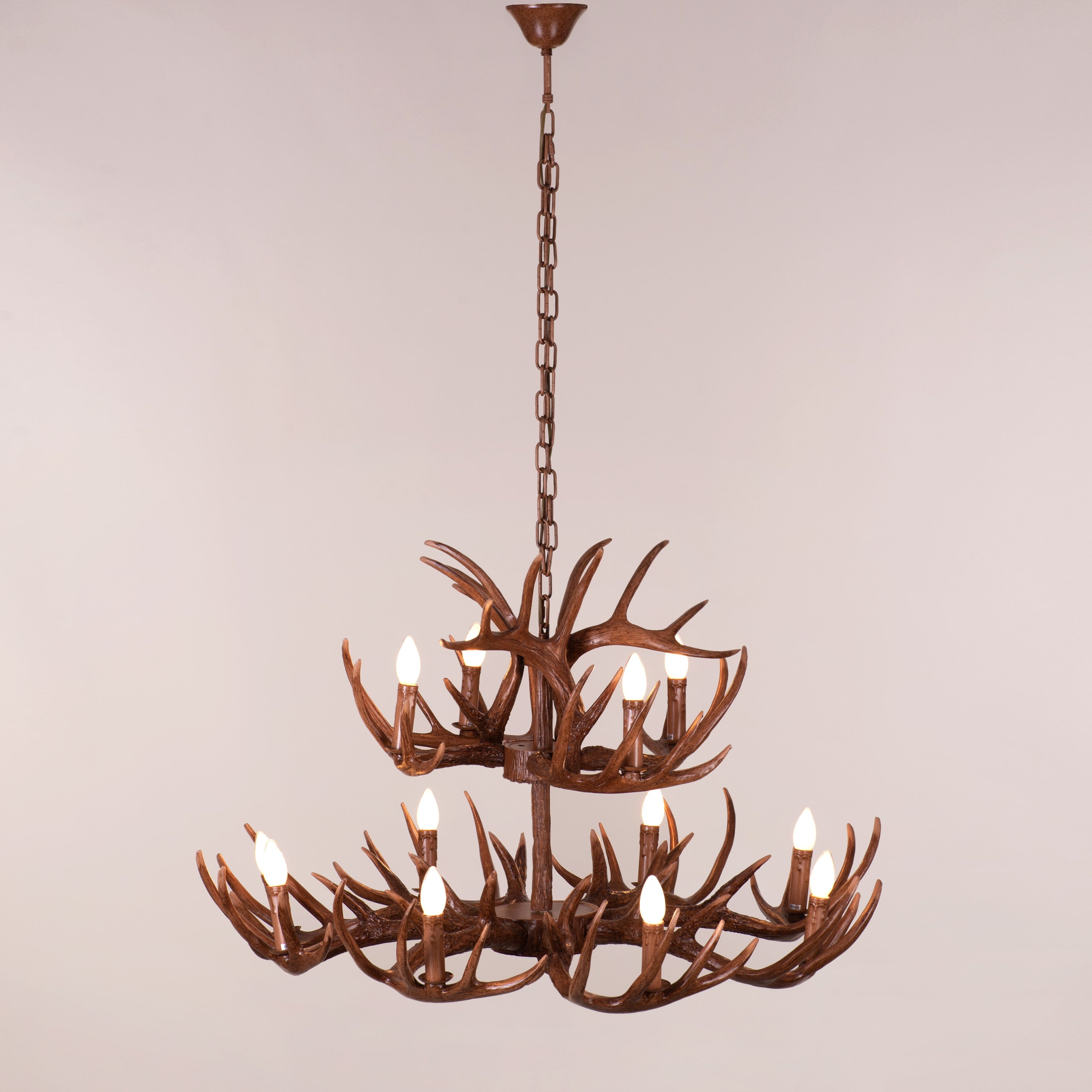 Ski Season (Large, Brown) Antler Chandelier