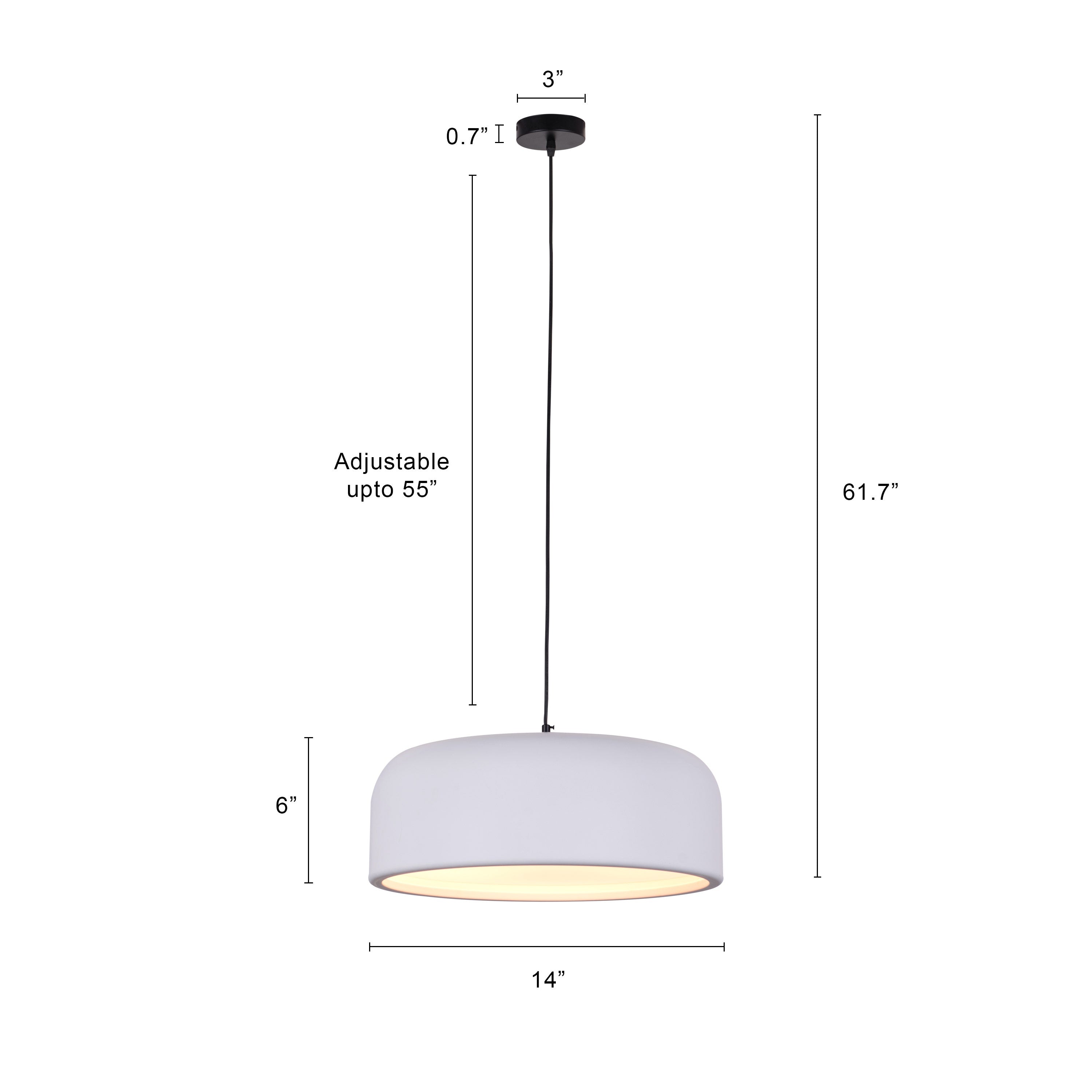 Artistic (14", White, Smart LED) Pendant Light (3 Smart LED Bulbs Included)