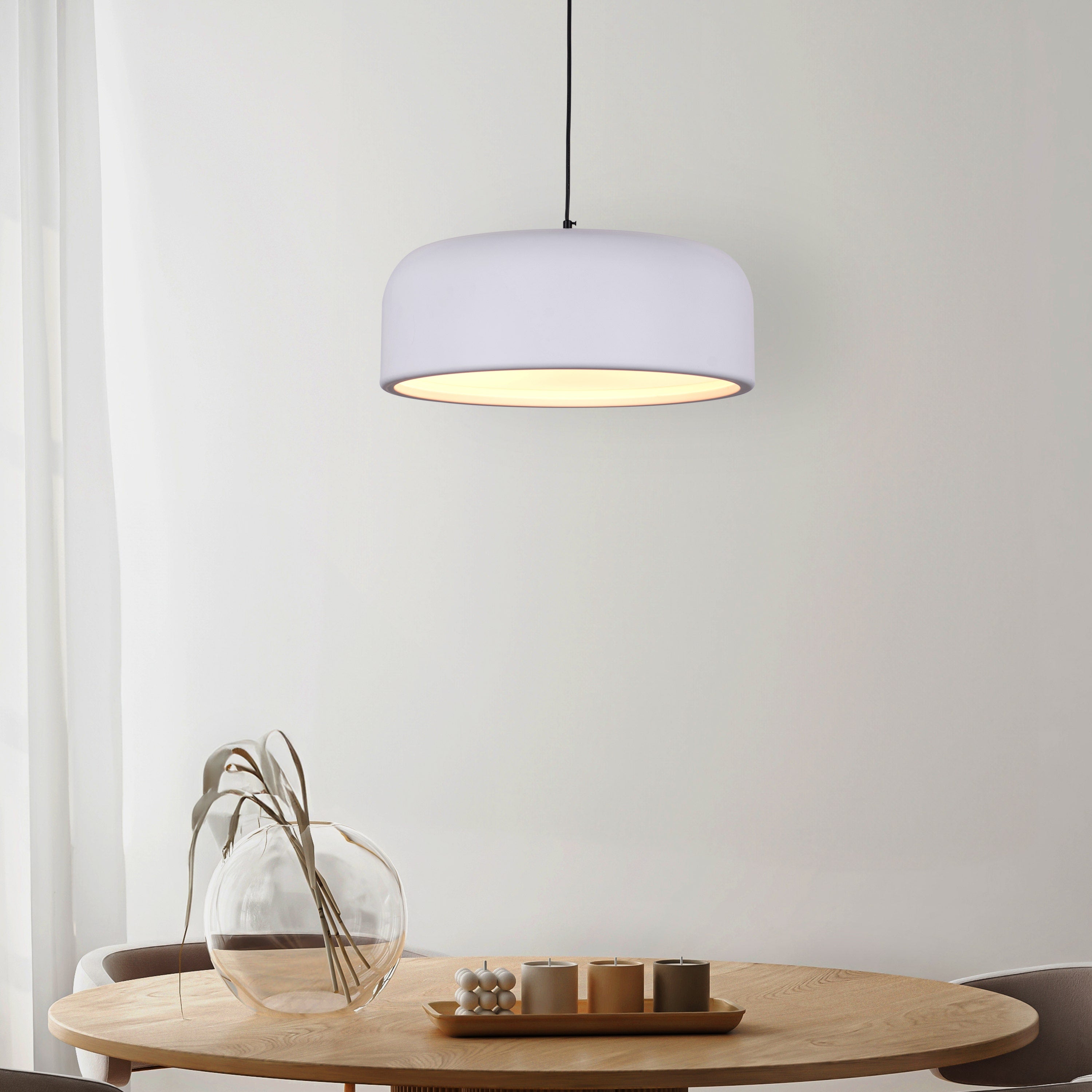 Artistic (19", White, Smart LED) Pendant Light (3 Smart LED Bulbs Included)